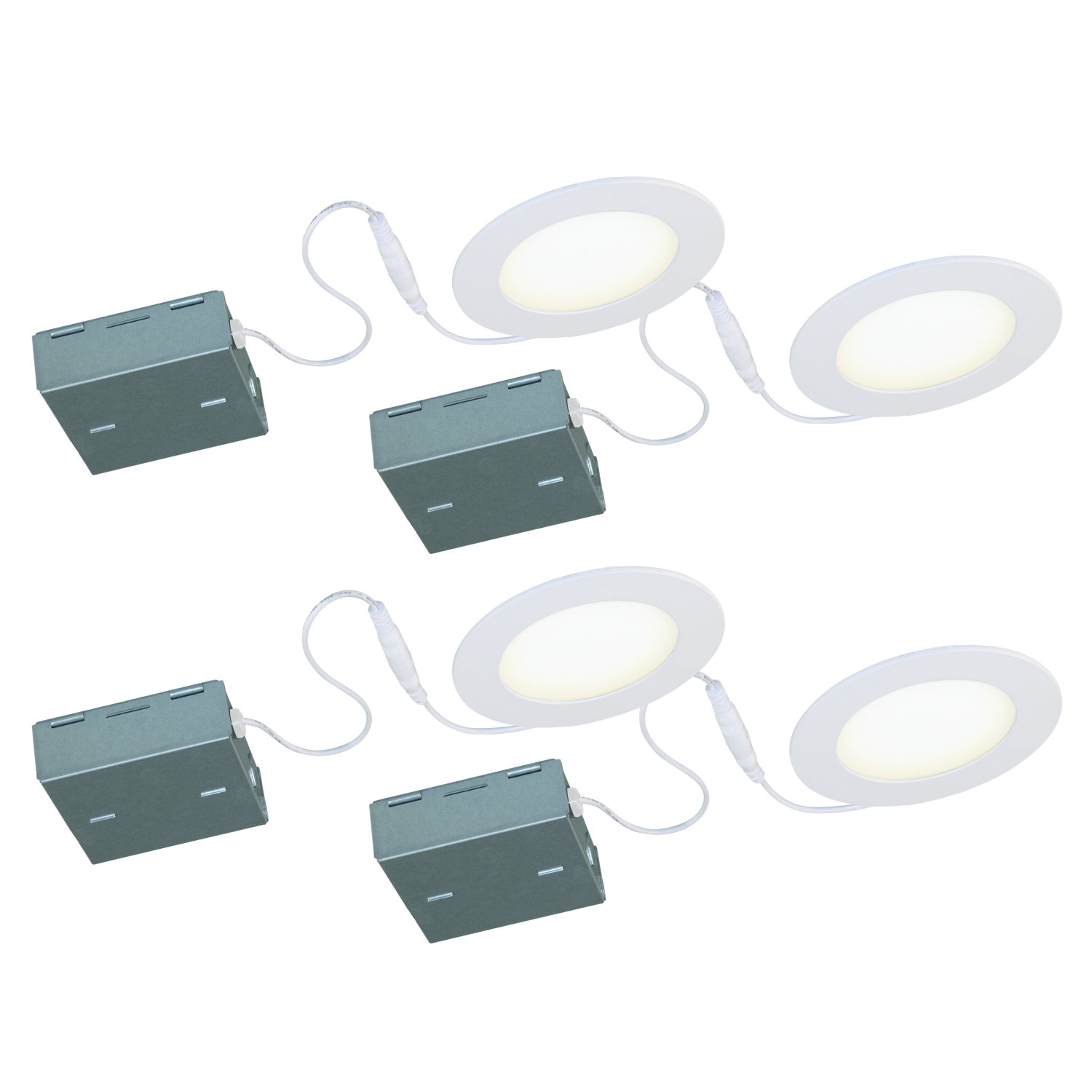 BAZZ 4 Pack Slim Disk Mood LED 11W 4" Recessed Light Fixture, White Finish, LUXDISK100W4