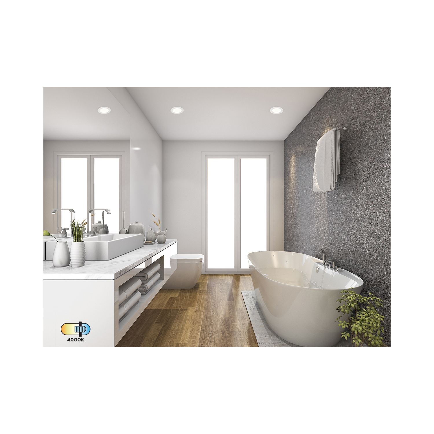 BAZZ 4 Pack Slim Disk Mood LED 11W 4" Recessed Light Fixture, White Finish, LUXDISK100W4