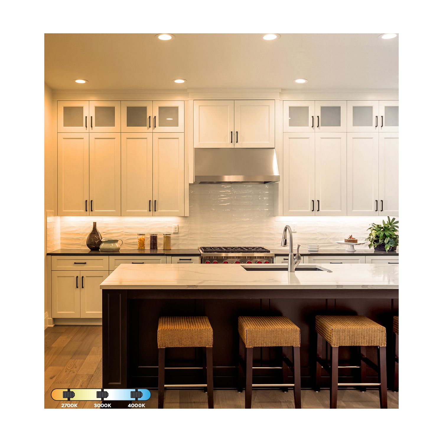 BAZZ 4 Pack Slim Disk Mood LED 11W 4" Recessed Light Fixture, White Finish, LUXDISK100W4