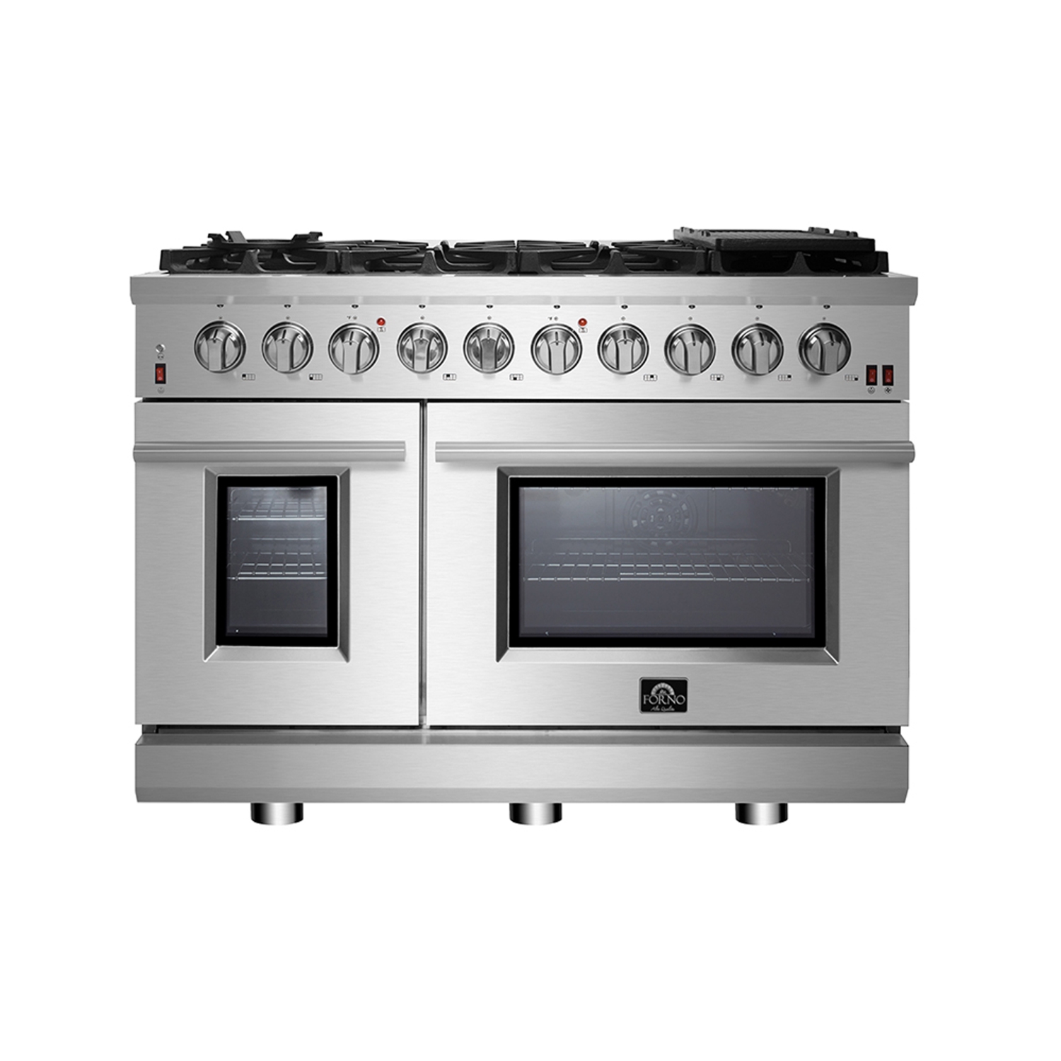 FORNO Massimo 48-inch Gas Range with 8 Sealed Burners and Air Fryer Kit