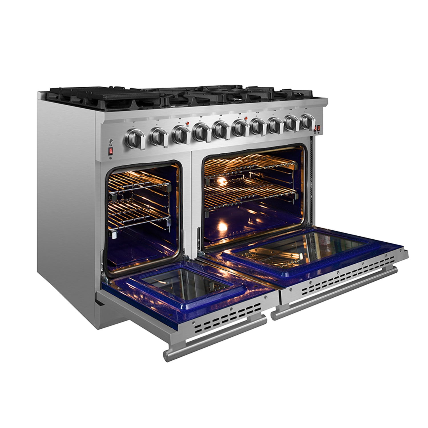 FORNO Massimo 48-inch Gas Range with 8 Sealed Burners and Air Fryer Kit