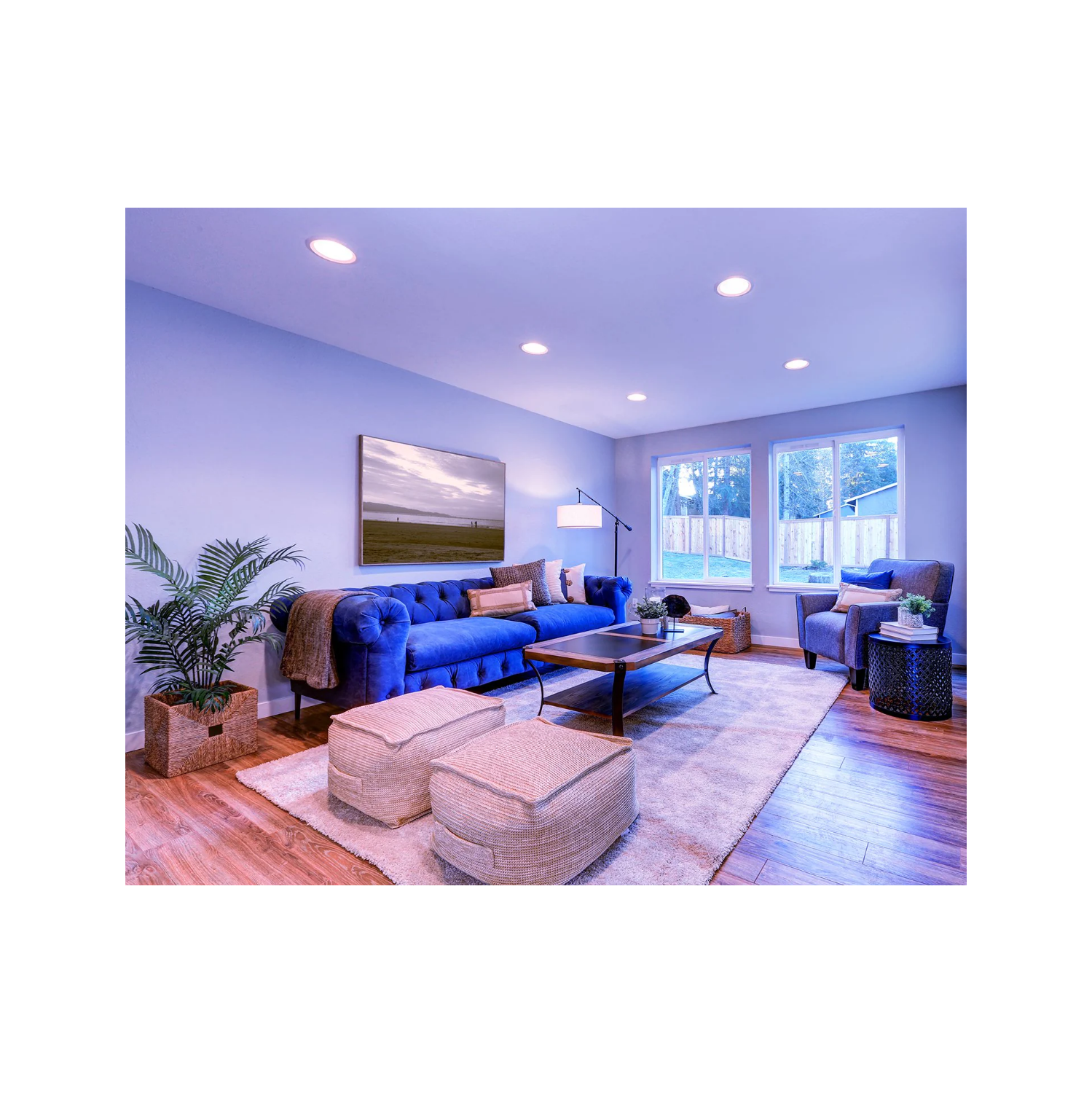 BAZZ Smart Home 4 Pack 6-in Wi-Fi RGB Tunable Slim Disk LED Recessed Light Kit-White, SLDSK6RGBTNWWFX4