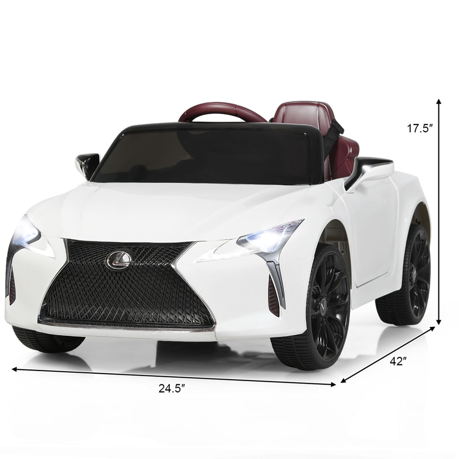 Gymax 12V Licensed Lexus LC500 Kids Ride On Car w/ MP3 Remote Control Black/Red/White