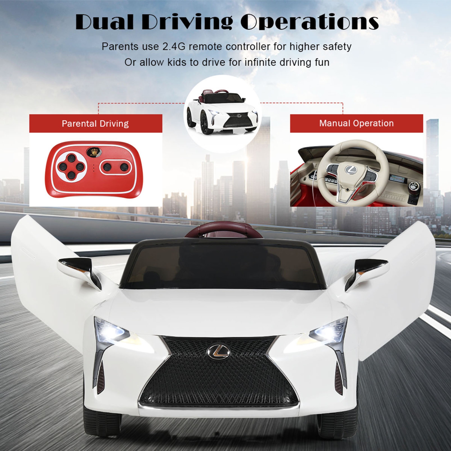 Gymax 12V Licensed Lexus LC500 Kids Ride On Car w/ MP3 Remote Control Black/Red/White