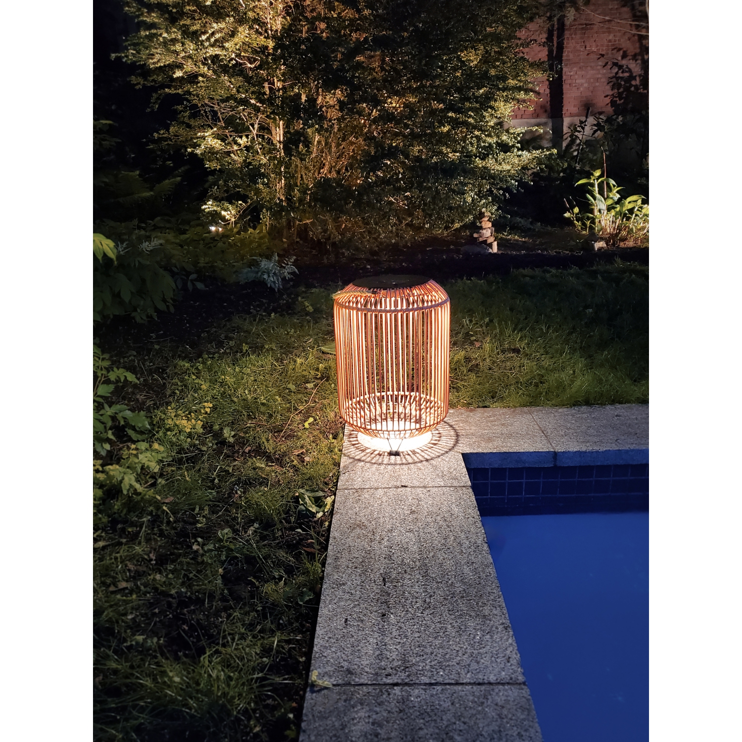 BAZZ Tulum 13 x 19 in. Solar LED Outdoor Patio Light Fixture Lamp-Beige, F19287BG