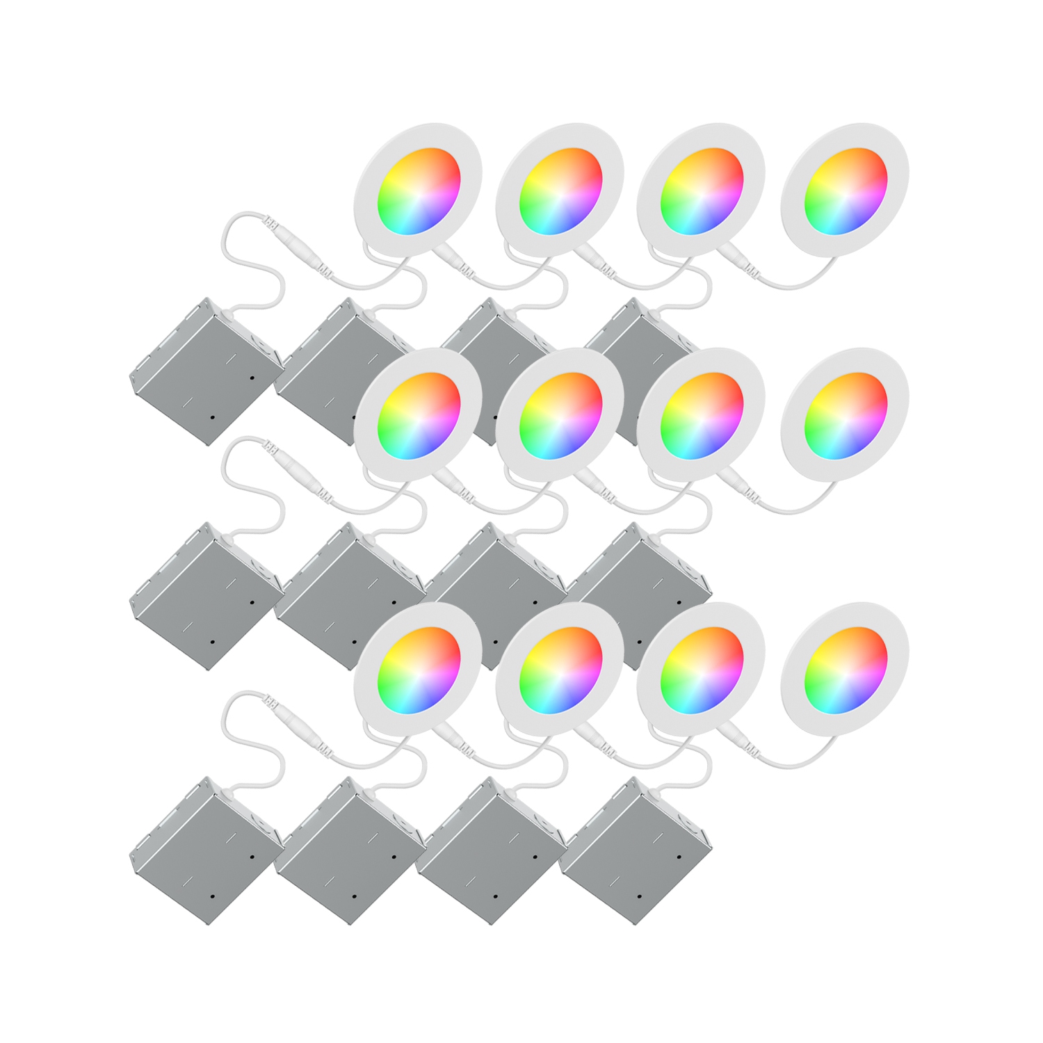 BAZZ Smart Home 6-in Wi-Fi RGB Tunable Slim Disk LED Recessed Light Kit, White, SLDSK6RGBTNWWFX12