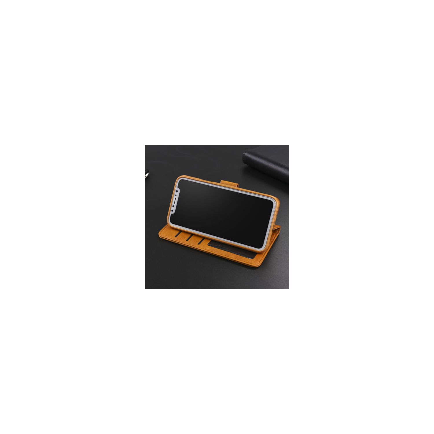 Khaki iPhone 14 Pro Wallet case cover Flip Leather Credit Card Slot Folio Holder Case