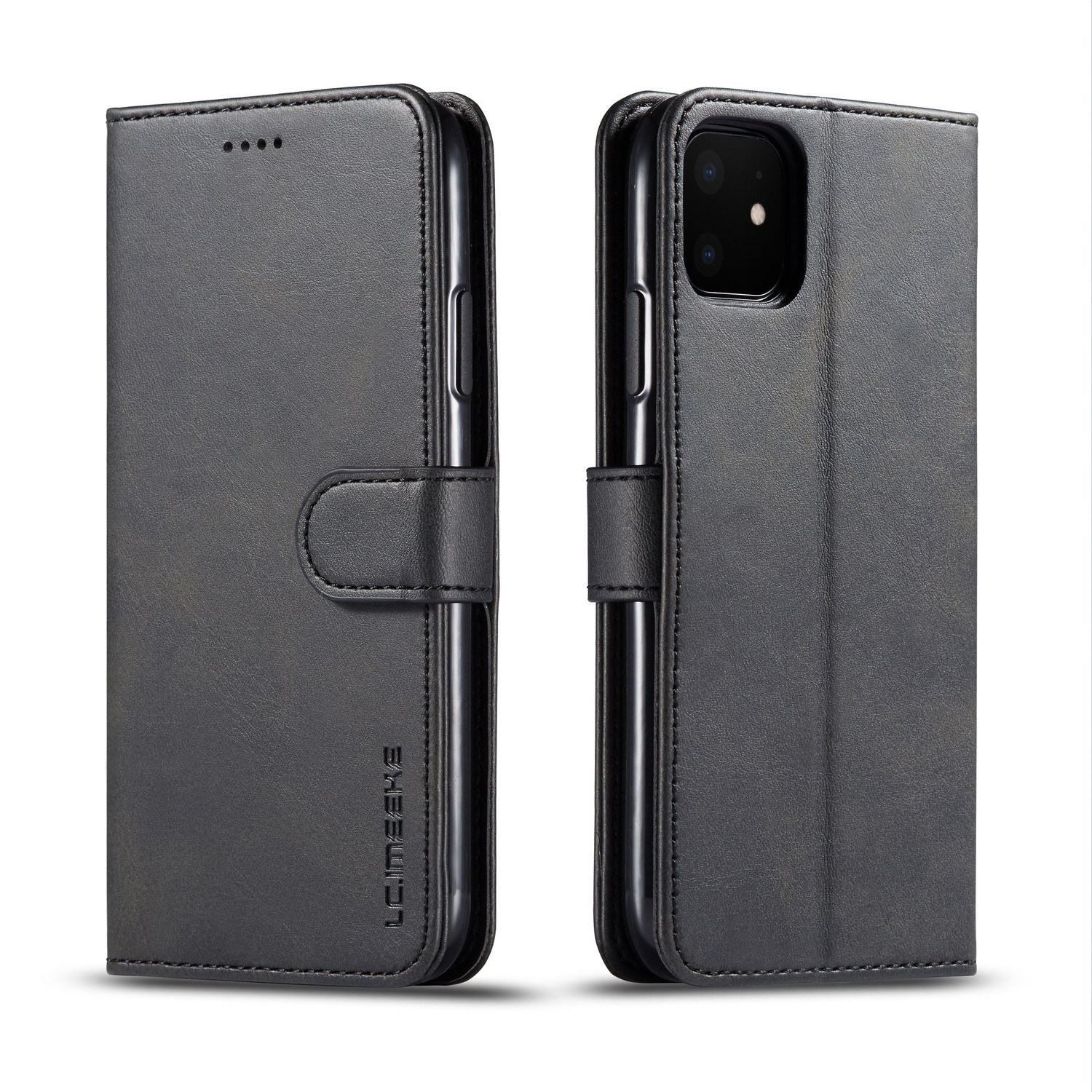 (KeeGuard) Étui portefeuille noir pour iPhone 14 Pro Max Étui portefeuille à rabat en cuir pour carte de crédit porte-carte folio avec support