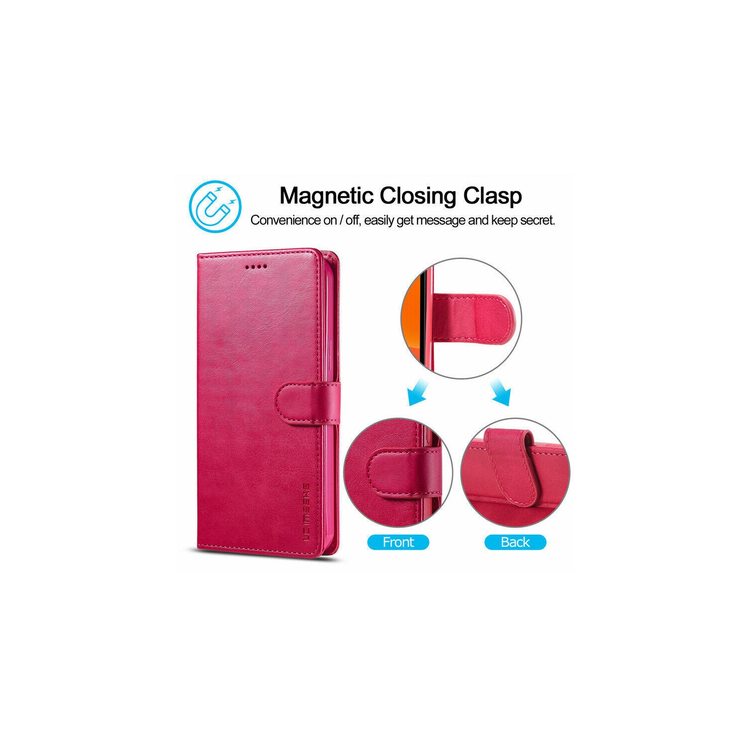 ( KeeGuard ) Étui portefeuille à rabat en cuir pour carte de crédit et étui folio iPhone 14 Pro rose