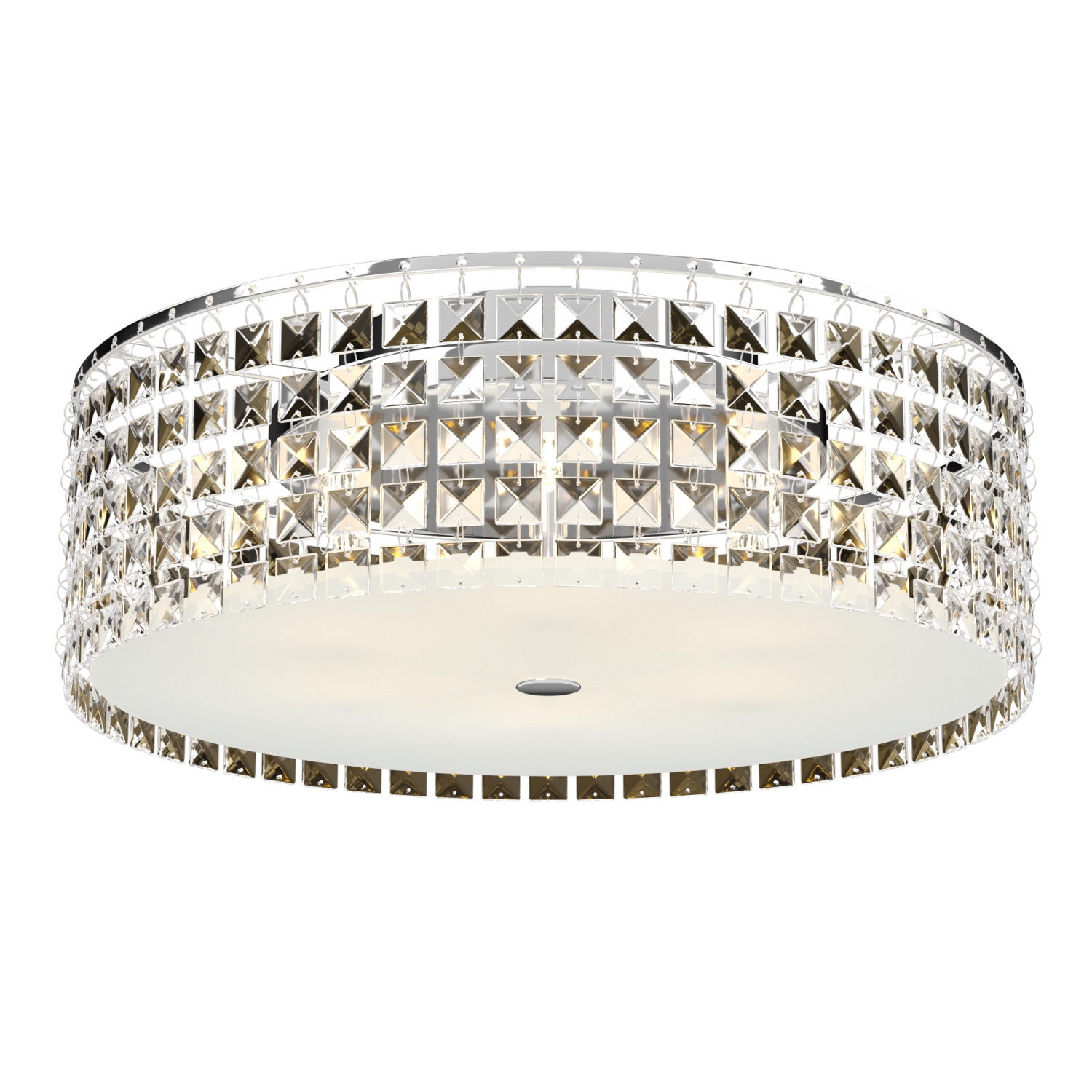 BAZZ 16-inch LED Chrome and Glass Flush Mount Ceiling Light Fixture