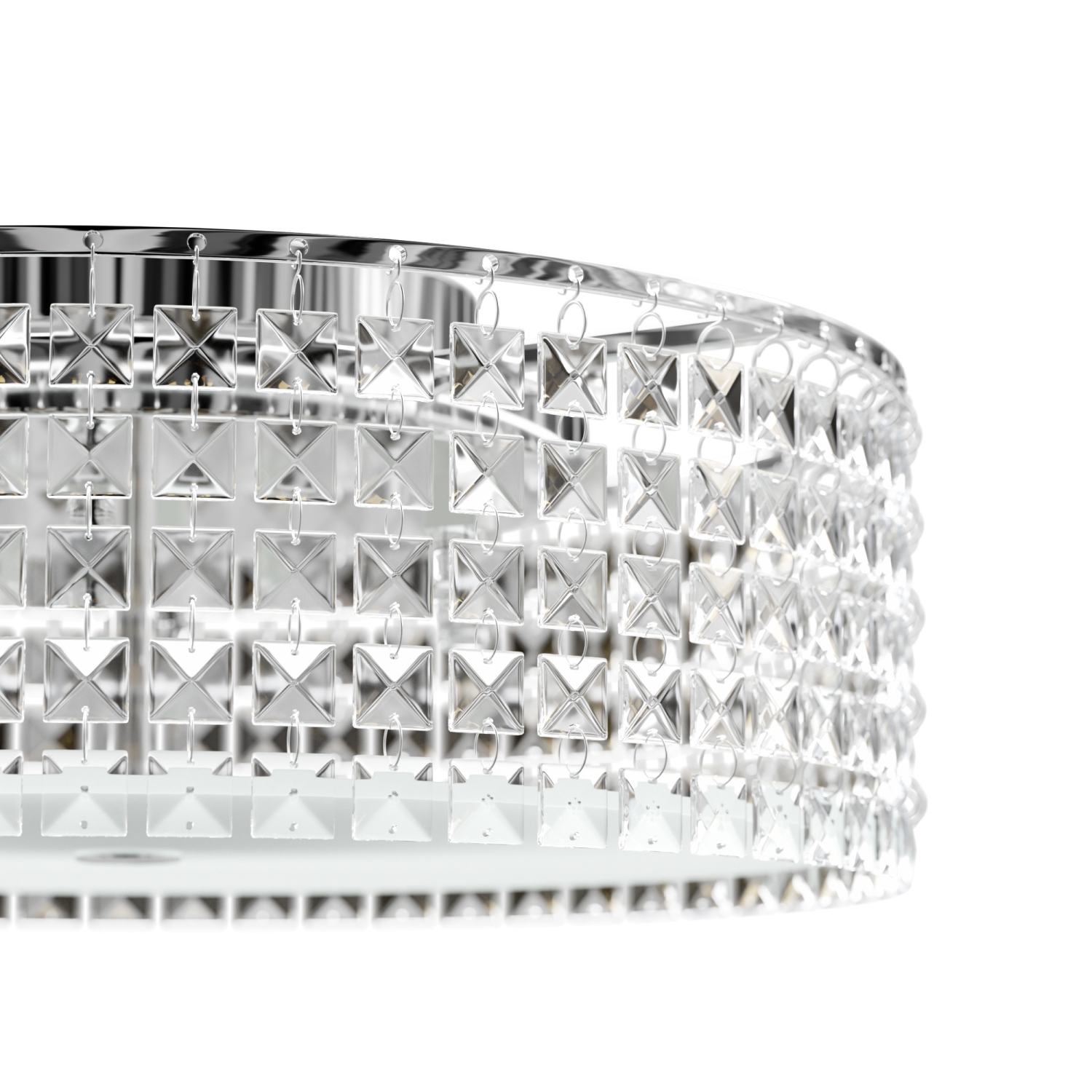 BAZZ 16-inch LED Chrome and Glass Flush Mount Ceiling Light Fixture