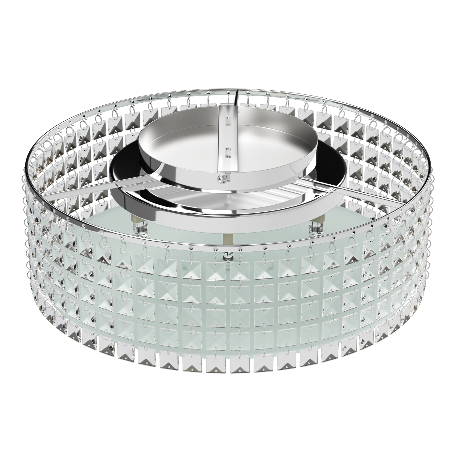 BAZZ 16-inch LED Chrome and Glass Flush Mount Ceiling Light Fixture