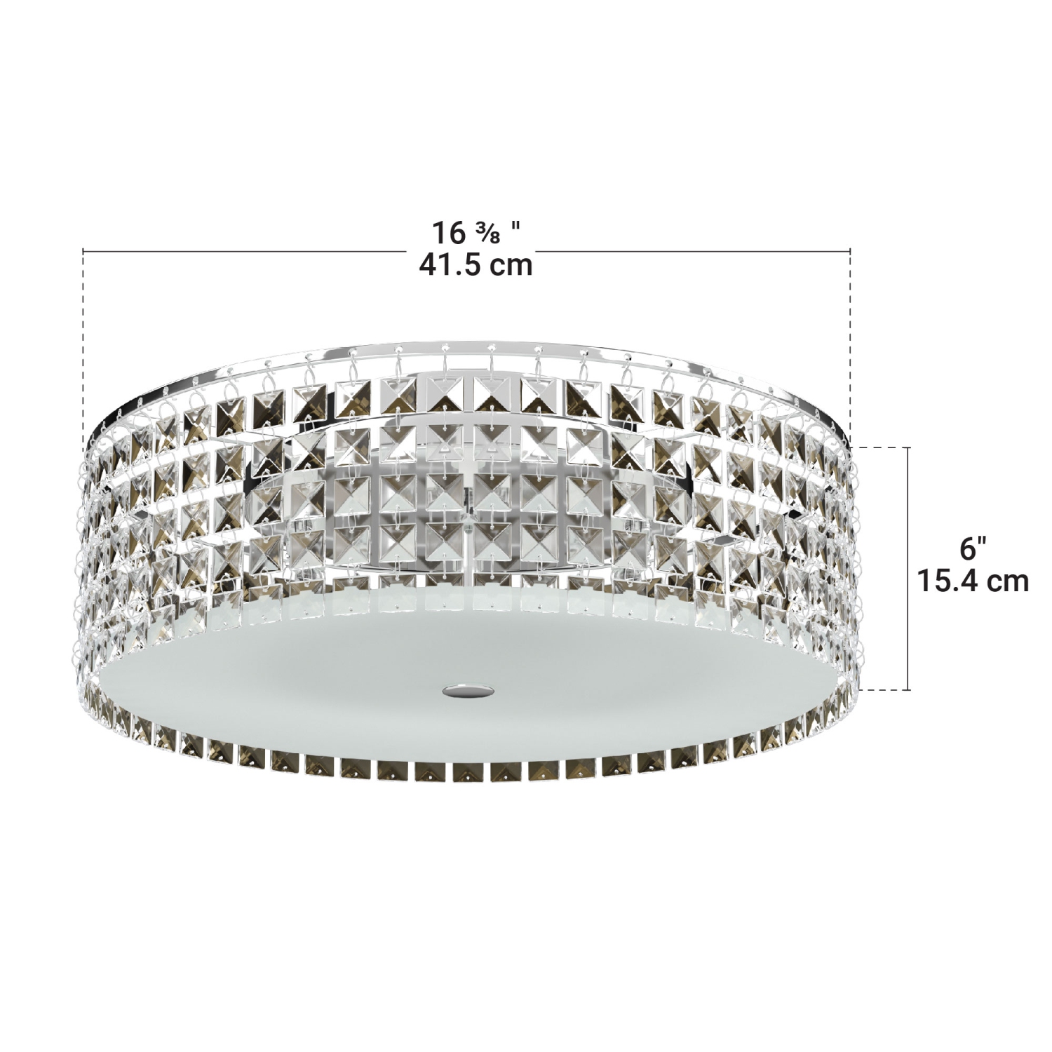 BAZZ 16-inch LED Chrome and Glass Flush Mount Ceiling Light Fixture