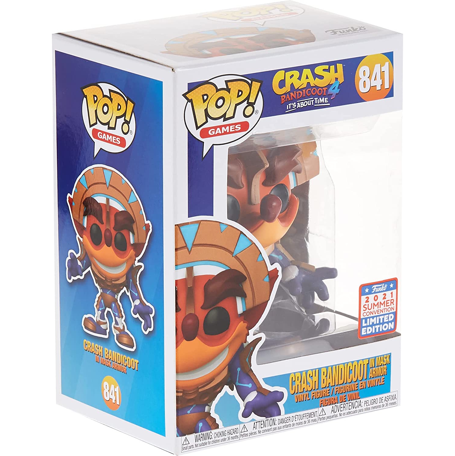 Funko Pop! Games Crash Bandicoot 4 Vinyl Figure Crash Bandicoot in Mask Armor #841 2021 Summer Convention Exclusive