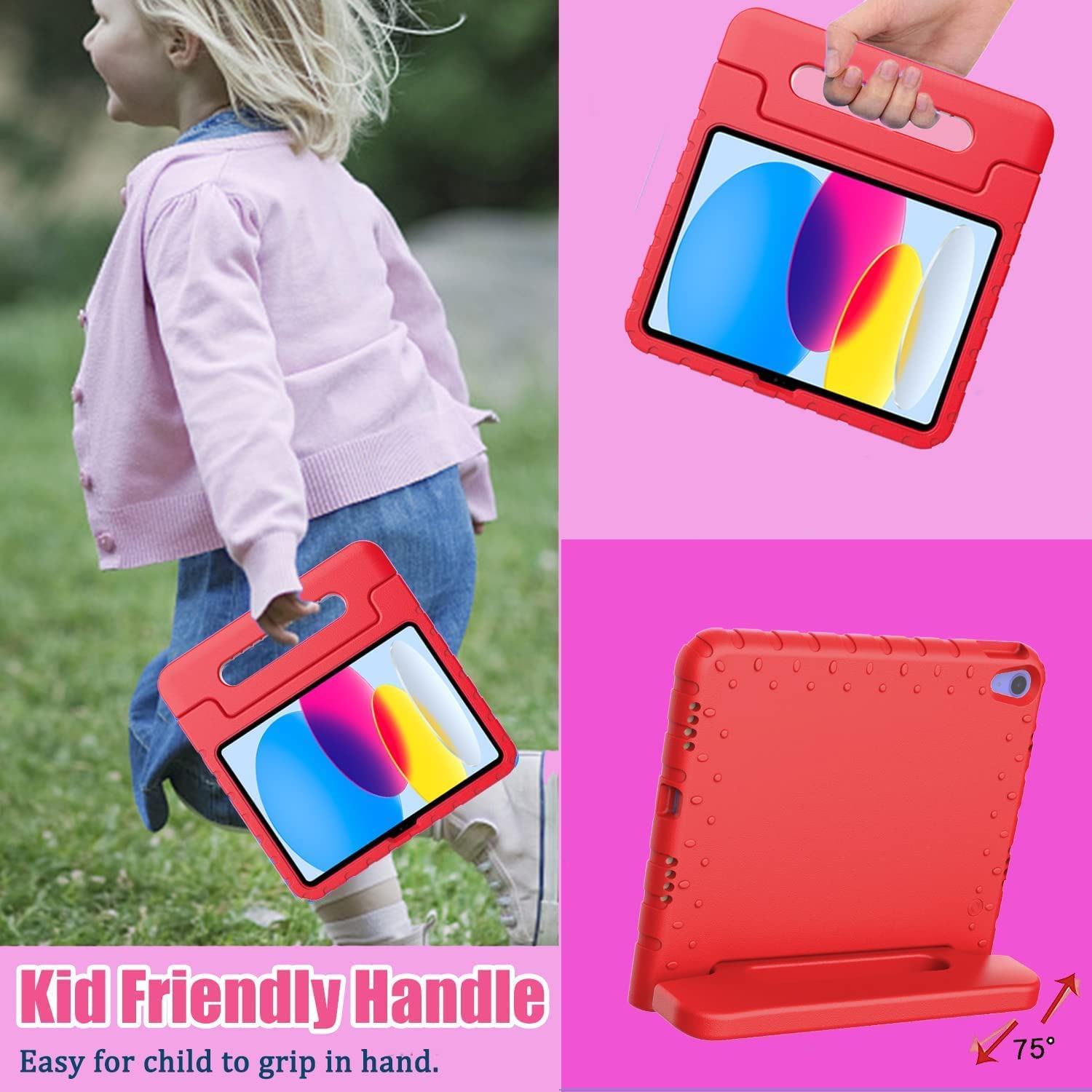 B Kids Case for iPad 10th Generation 10.9 2022, iPad 10th Case for Kids, Shockproof Light Weight Covertible Handle Stand 10.9 inch iPad 10th Gen Case