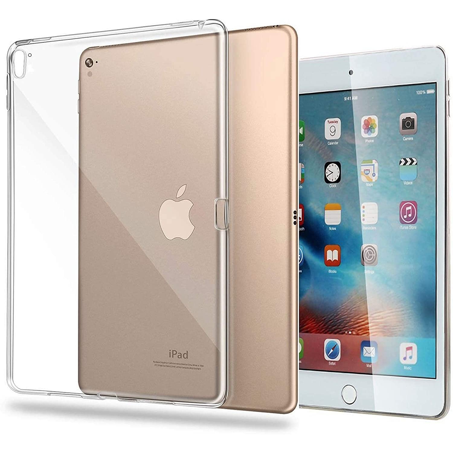 V [Clear] Case for iPad Pro 12.9 inch [1st/2nd Gen 2015/2017], Soft Slim Fit Shockproof TPU Lightweight Transparent Cover