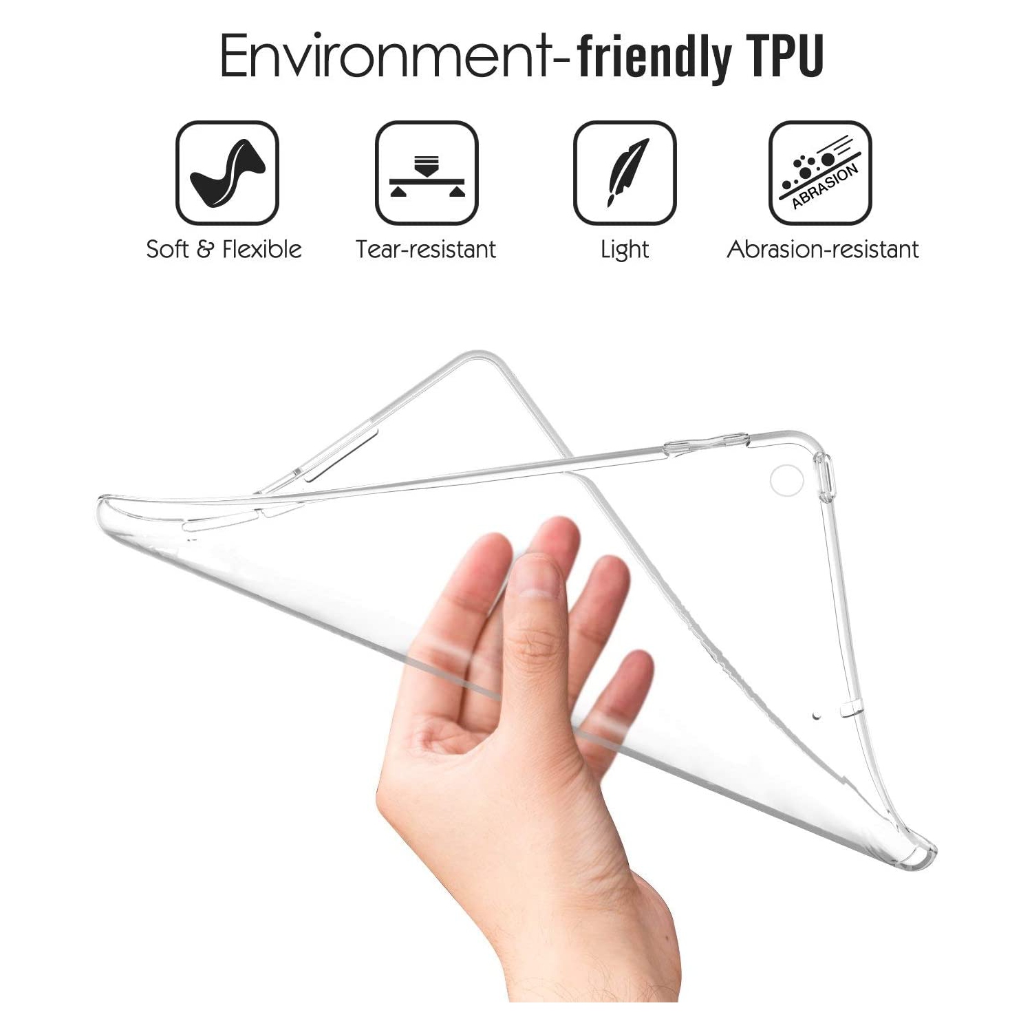 V [Clear] Case for iPad Pro 12.9 inch [1st/2nd Gen 2015/2017], Soft Slim Fit Shockproof TPU Lightweight Transparent Cover