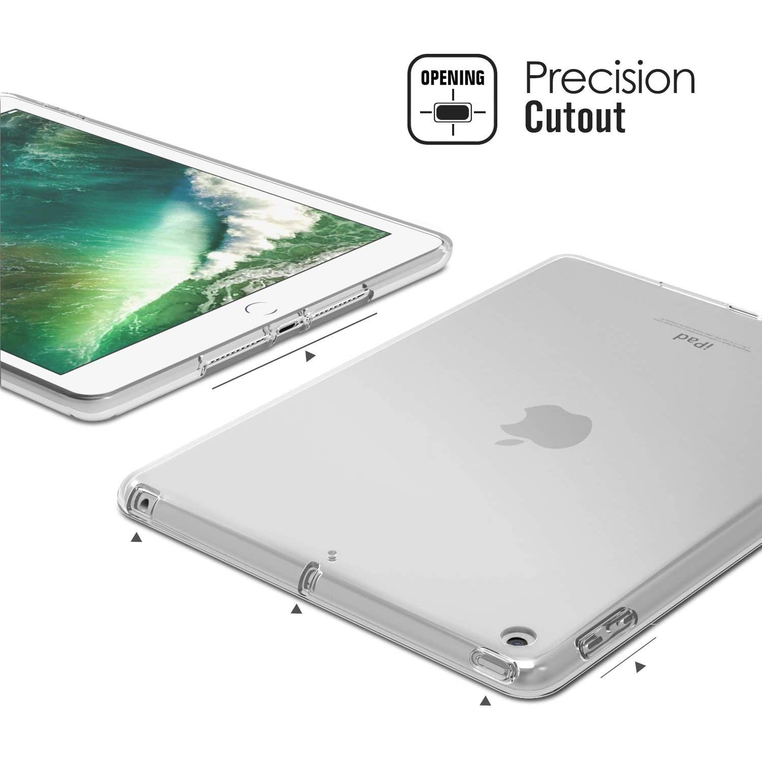 V [Clear] Case for iPad Pro 12.9 inch [1st/2nd Gen 2015/2017], Soft Slim Fit Shockproof TPU Lightweight Transparent Cover