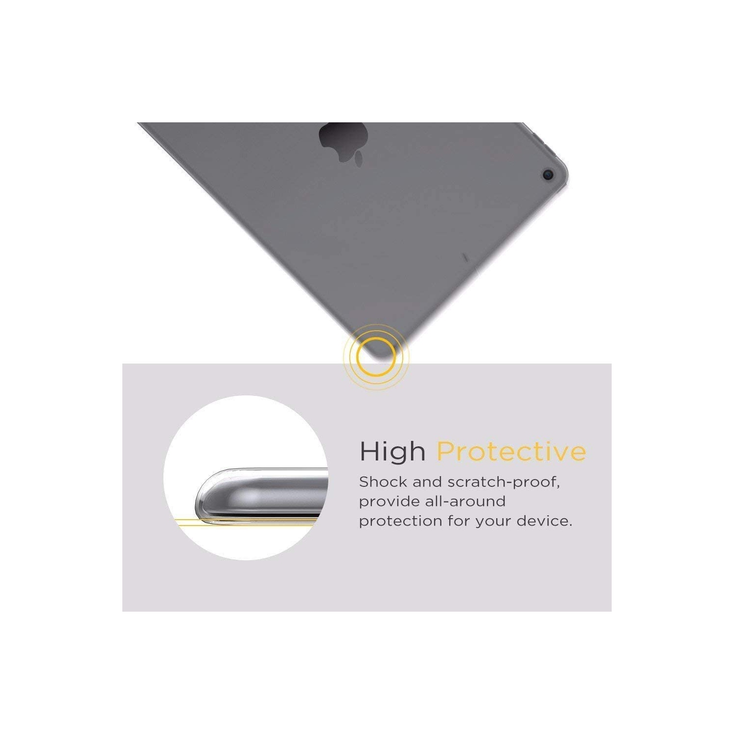 V [Clear] Case for iPad Pro 12.9 inch [1st/2nd Gen 2015/2017], Soft Slim Fit Shockproof TPU Lightweight Transparent Cover