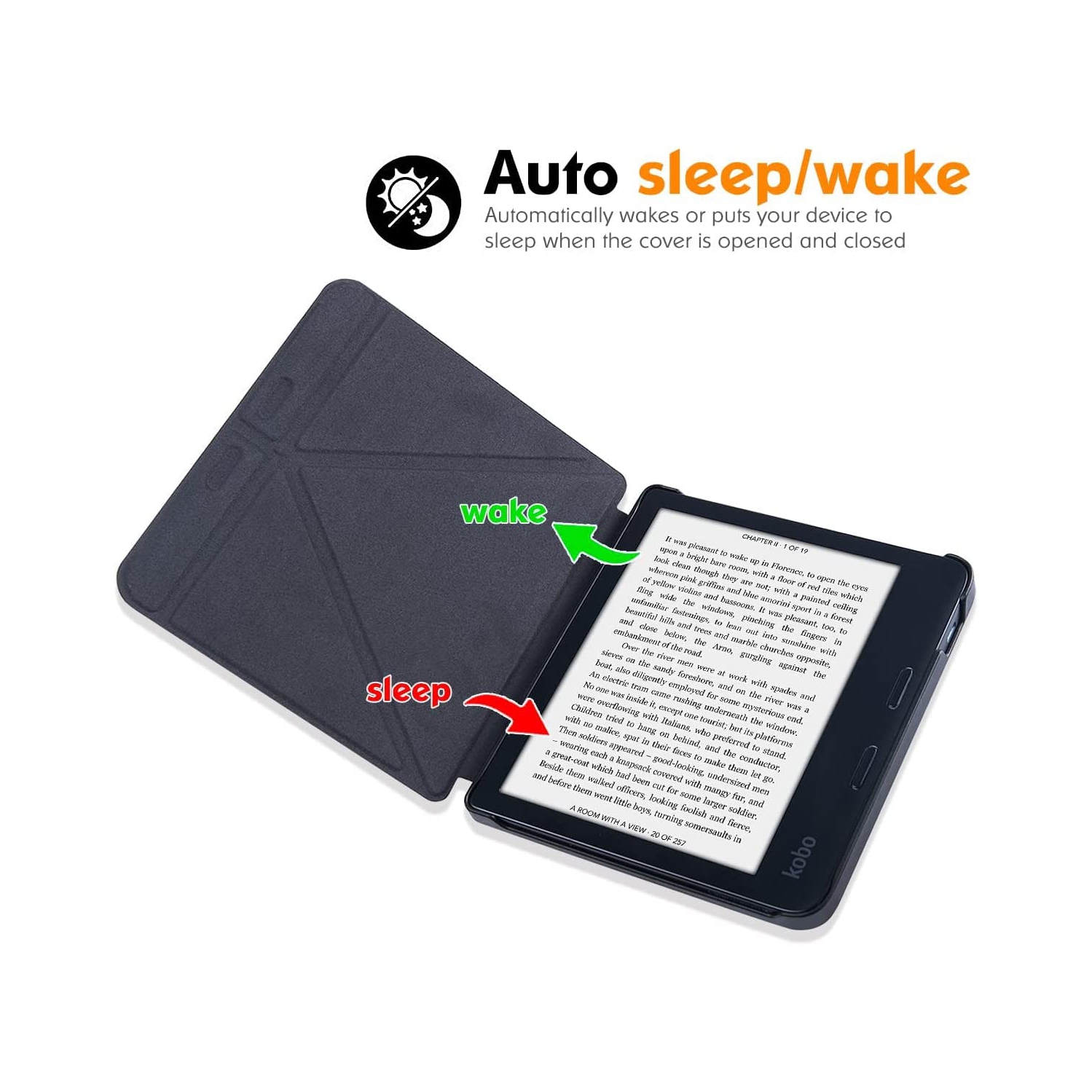 B Kobo Libra 2 Case - Premium PU Leather Origami Stand Protective Cover with Auto Wake/Sleep (Constellation)