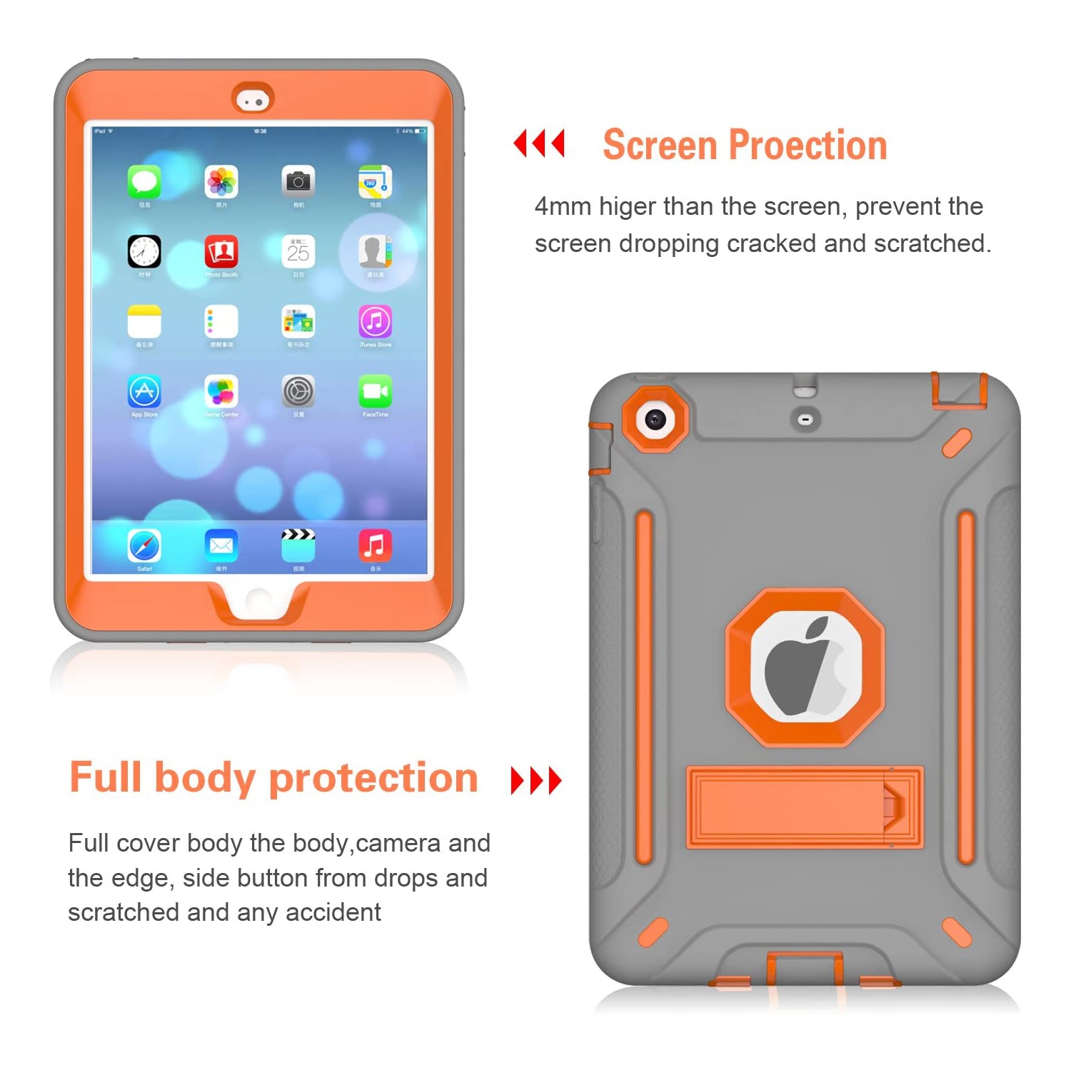 iPad Mini Case, iPad Mini 3 Case, iPad Mini 2 Case, M Heavy Duty Hybrid Shockproof Protective Silicone and PC Hard Case Full-body Rugged Protective