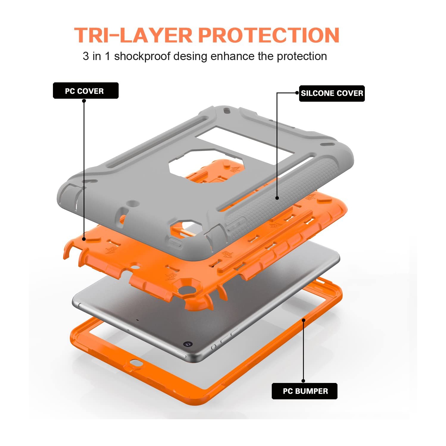 iPad Mini Case, iPad Mini 3 Case, iPad Mini 2 Case, M Heavy Duty Hybrid Shockproof Protective Silicone and PC Hard Case Full-body Rugged Protective