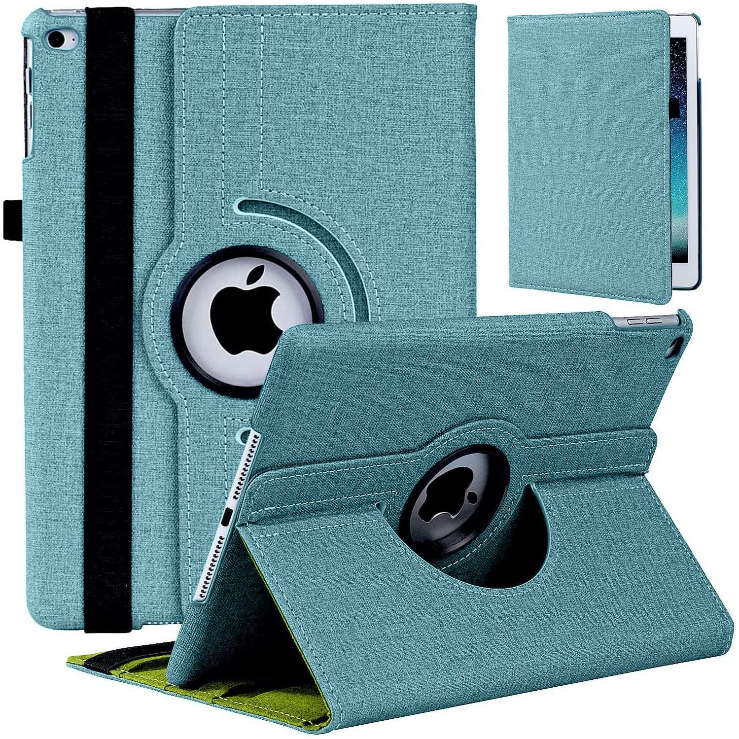 V [Fabric Rotating] Case for iPad Pro 12.9 inch, 360 Degree Stand [Auto Sleep/Wake][Pencil Holder] Folio Smart Cover (Light Green)