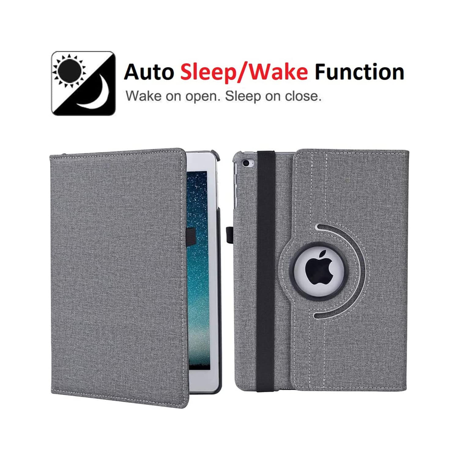 V [Fabric Rotating] Case for iPad Pro 12.9 inch, 360 Degree Stand [Auto Sleep/Wake][Pencil Holder] Folio Smart Cover (Light Green)