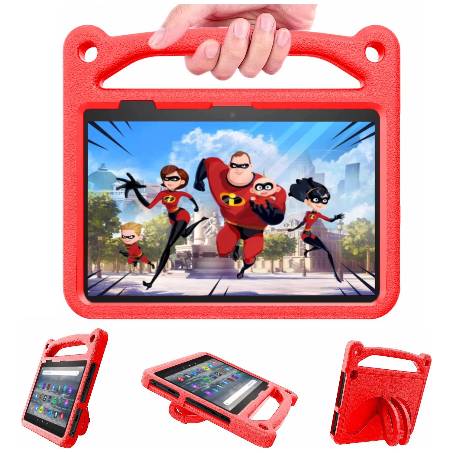 Fire HD 7 2022 Case, Amazon Fire 7 Case for Kids, Grand Sky Kids Shock Proof Protective Cover Case for Amazon Fire 7 Tablet (Compatible with 2022 Release)-Red