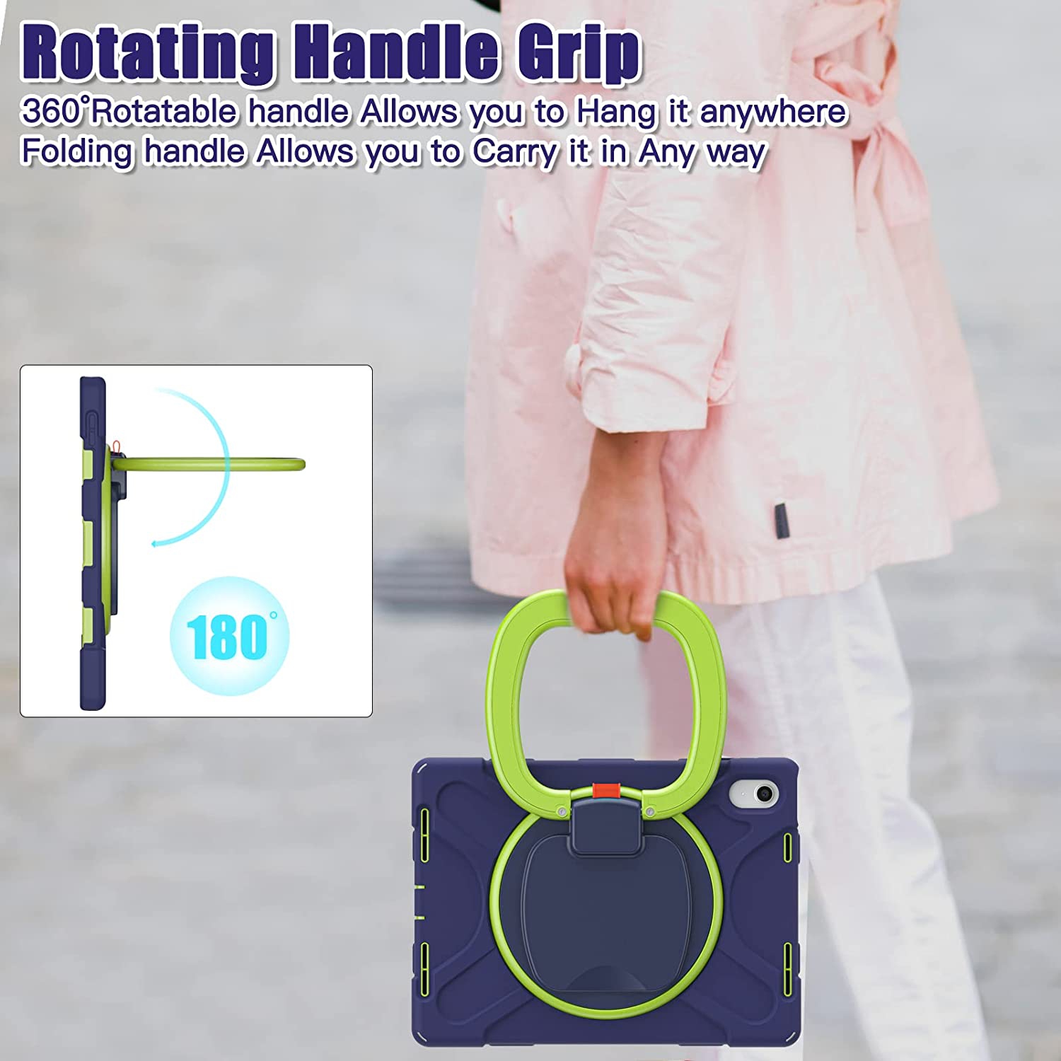 S iPad 10th Generation Case 2022, Heavy Duty Shockproof Silicone Protective Kids Cover for 10.9 inch iPad 10th Gen with Pencil Holder, 360 Rotatable