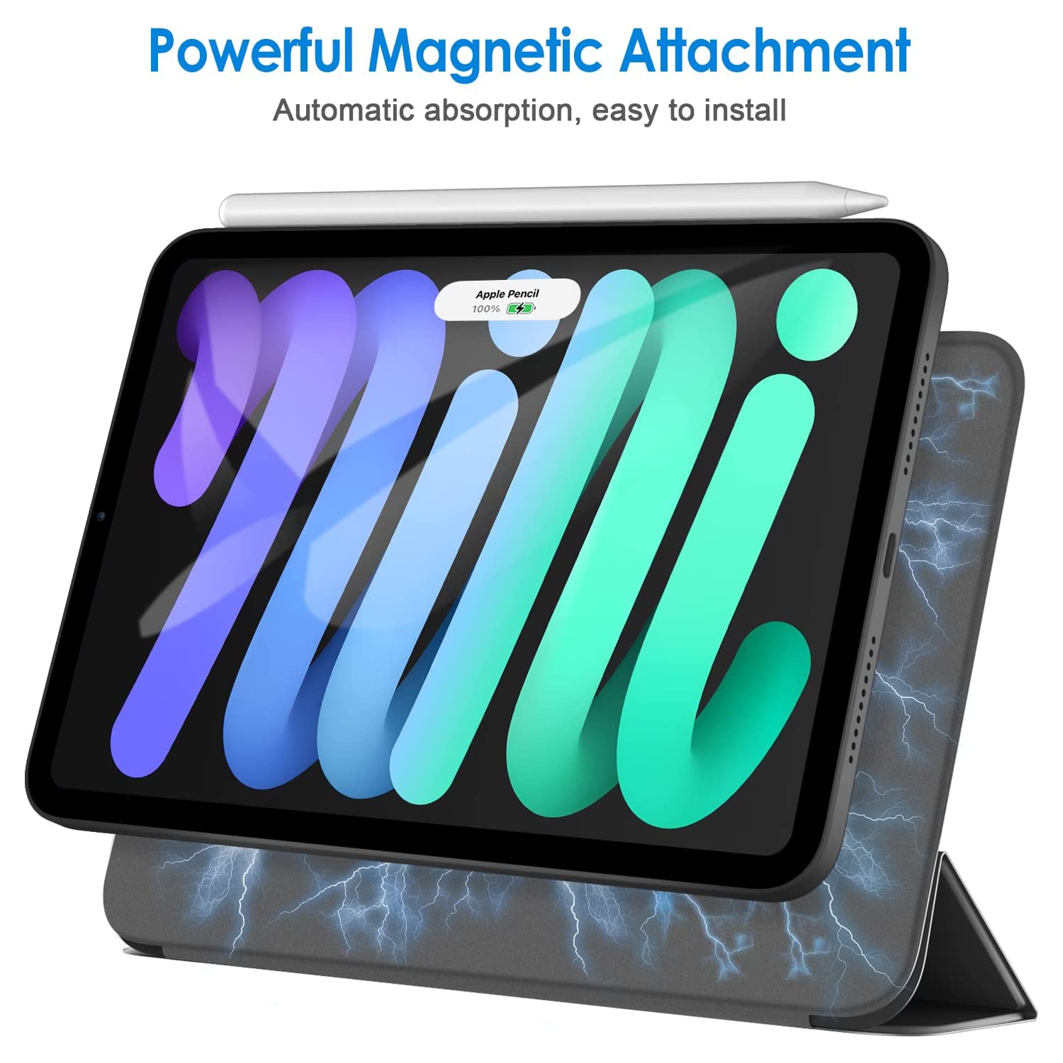 J Magnetic Case Compatible with iPad Mini 6, Support 2nd Gen Pencil Charging, Magnetic Attachment, Slim Smart Tablet Cover with Auto Wake/Sleep