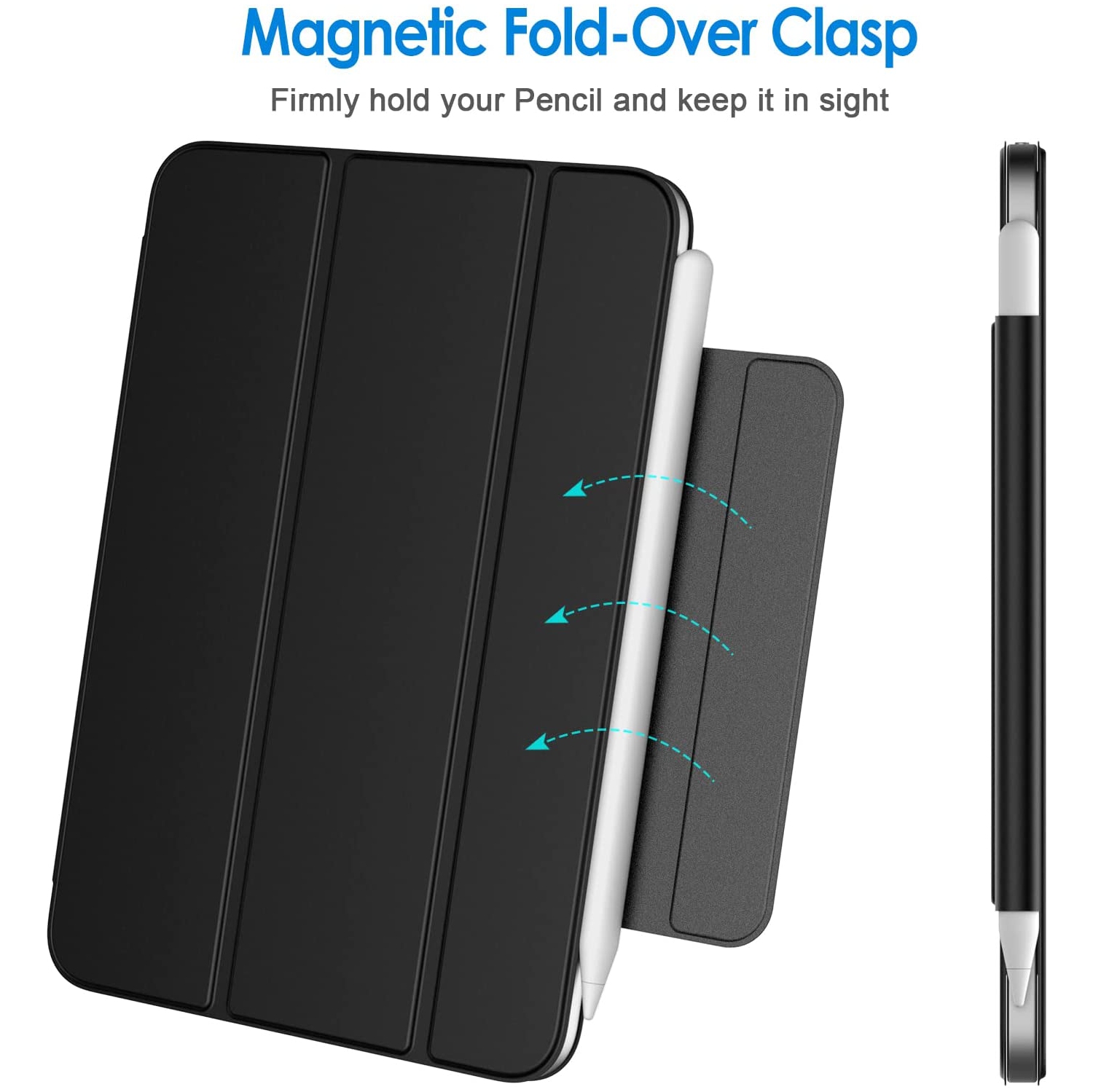 J Magnetic Case Compatible with iPad Mini 6, Support 2nd Gen Pencil Charging, Magnetic Attachment, Slim Smart Tablet Cover with Auto Wake/Sleep