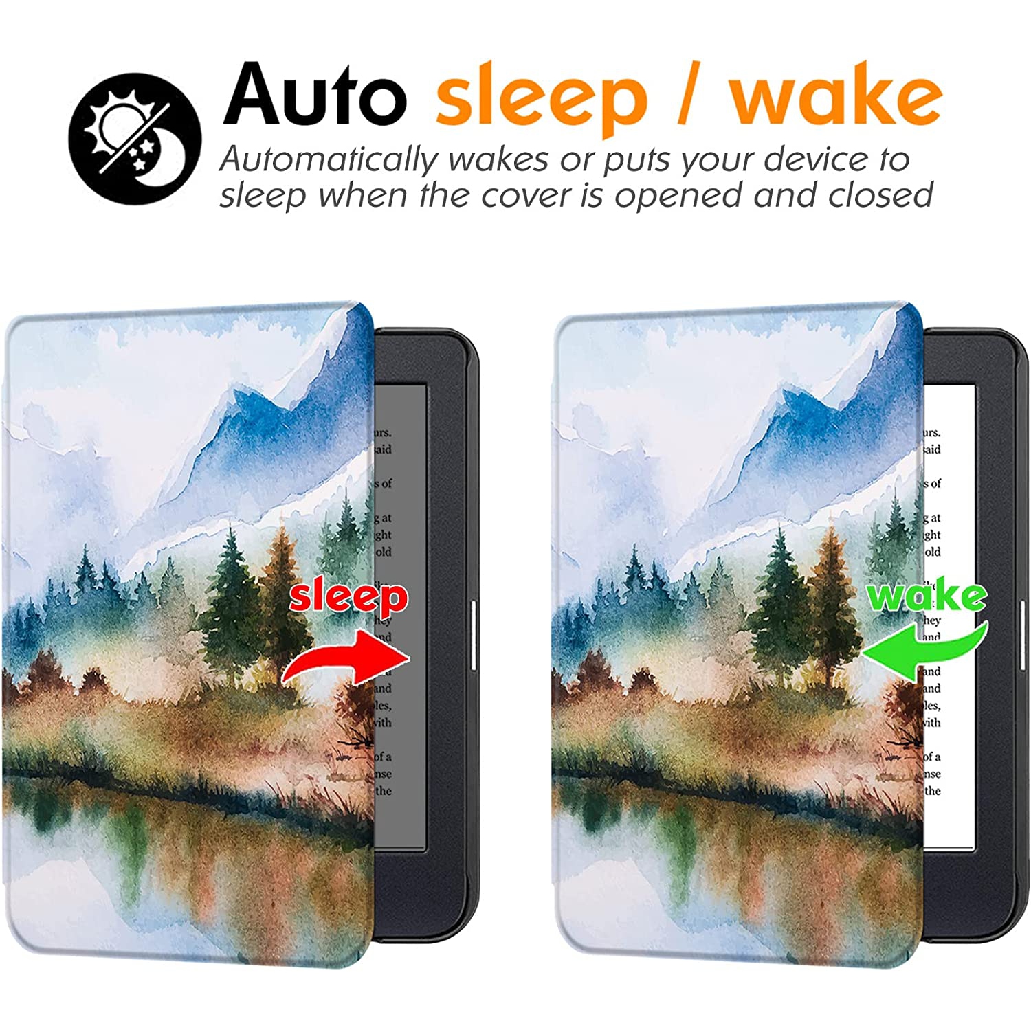 B Slim Case for Kobo Clara 2E - Lightweight PU Leather Sleepcover with Auto Sleep/Wake (Landscape)