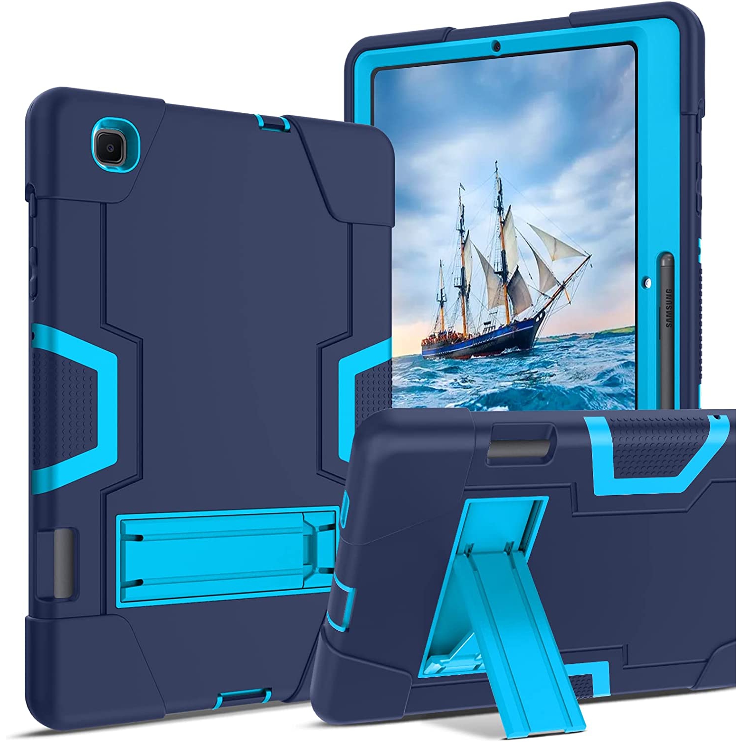 Samsung Galaxy Tab S6 Lite Case Y with Pencil Holder 3 in 1 Rubber Shockproof Heavy Duty Protective Kickstand Tablet Covers for Samsung Galaxy Tab S6 Lite 10.4 inch 2020 (P610/P615