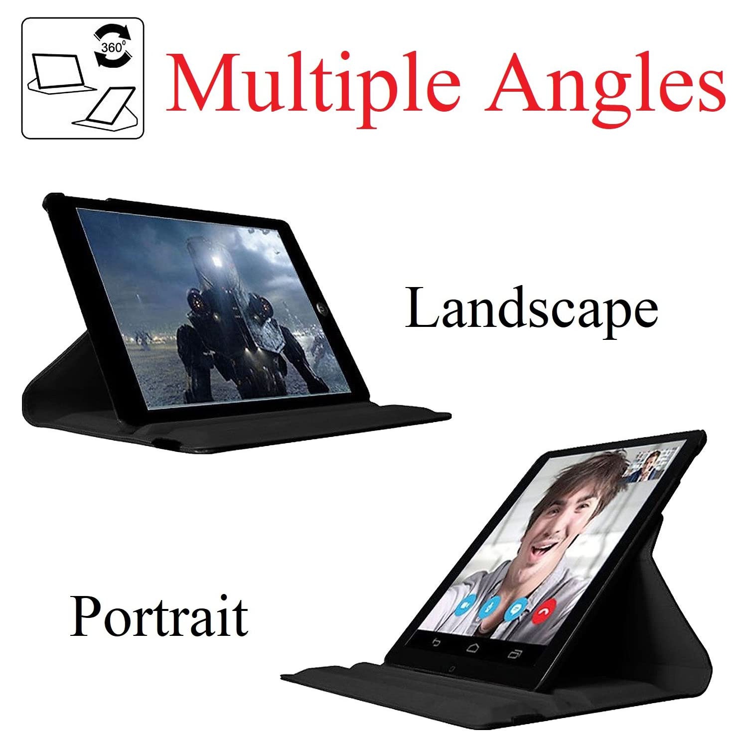 V [Rotating] Case for iPad Air 3 / Pro 10.5 inch (2017), 360 Degree Stand [Auto Sleep/Wake] Folio Leather Smart Cover (Black)