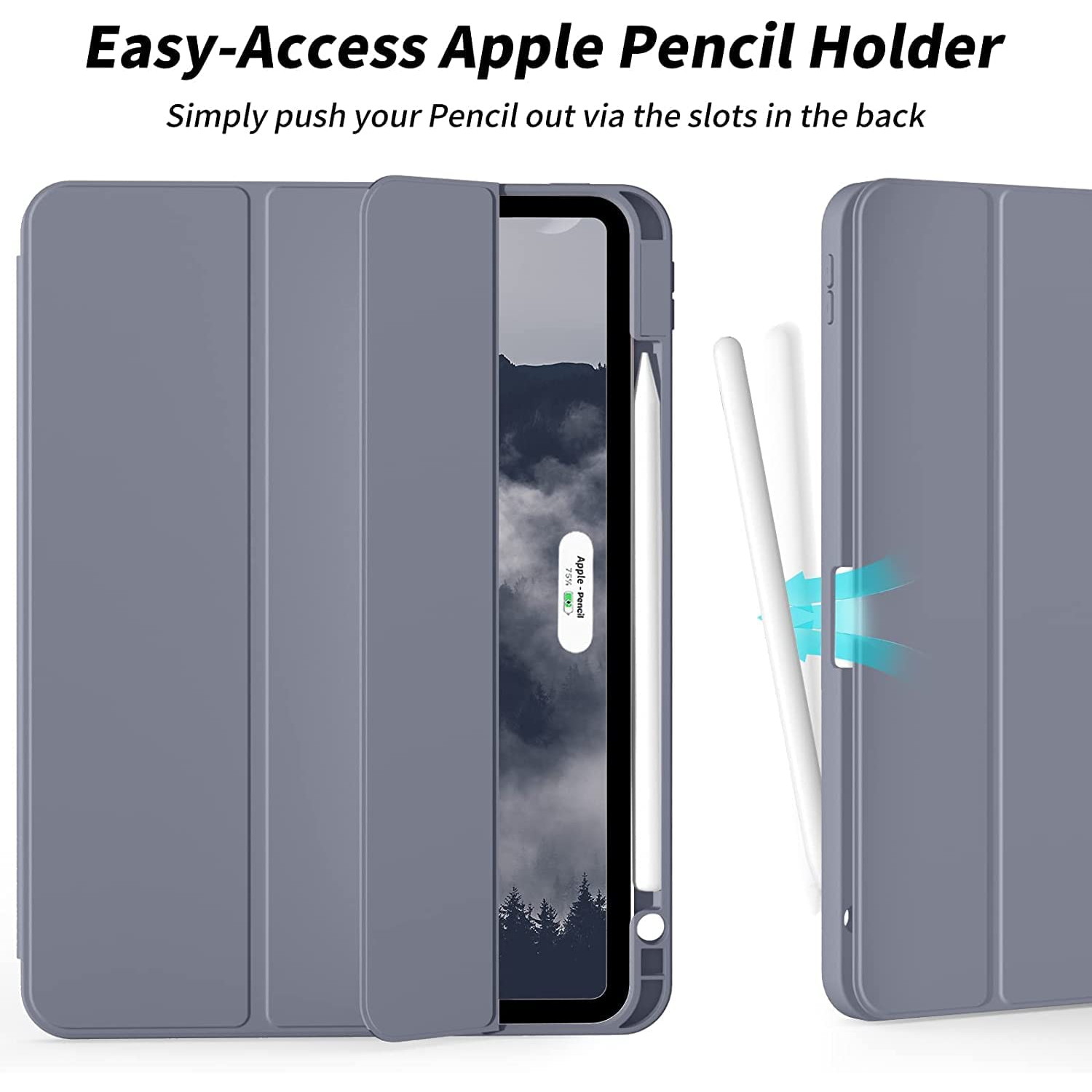 J Case for iPad Pro 12.9 6th Generation 2022, 5th Generation 2021 with Pencil Holder, Slim Stand Soft Back Shell Smart Cover for iPad 12.9 6th 5th