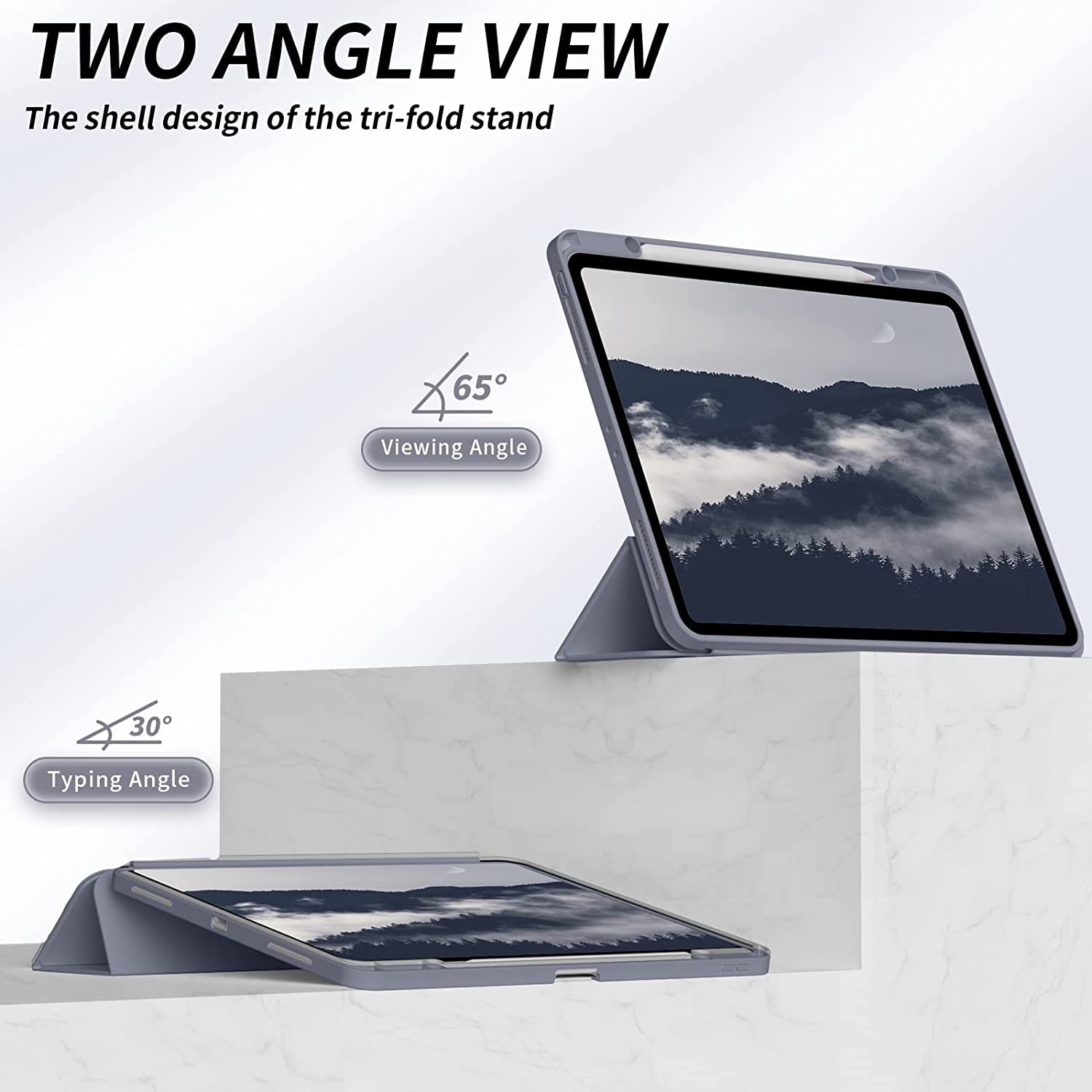 J Case for iPad Pro 12.9 6th Generation 2022, 5th Generation 2021 with Pencil Holder, Slim Stand Soft Back Shell Smart Cover for iPad 12.9 6th 5th