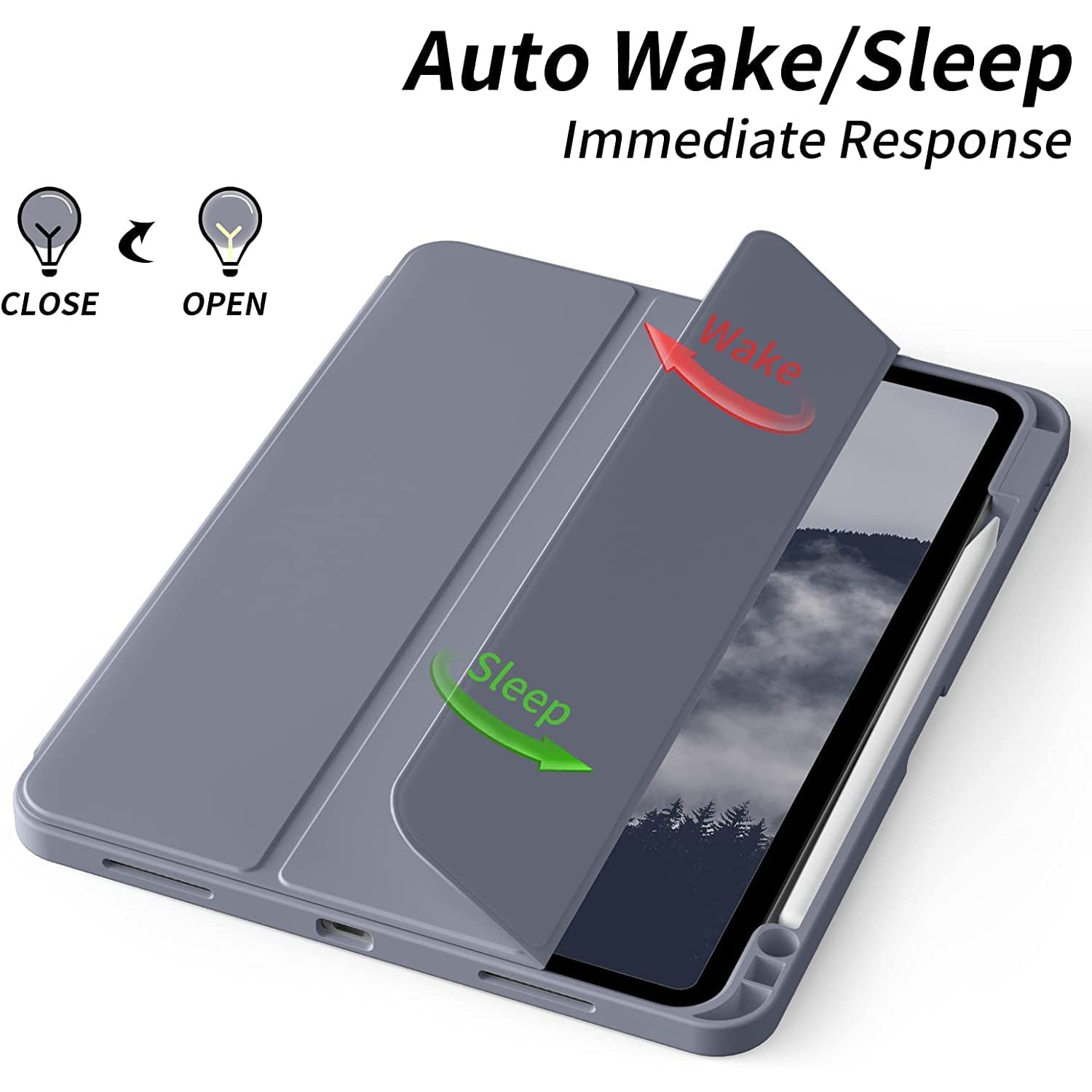 J Case for iPad Pro 12.9 6th Generation 2022, 5th Generation 2021 with Pencil Holder, Slim Stand Soft Back Shell Smart Cover for iPad 12.9 6th 5th