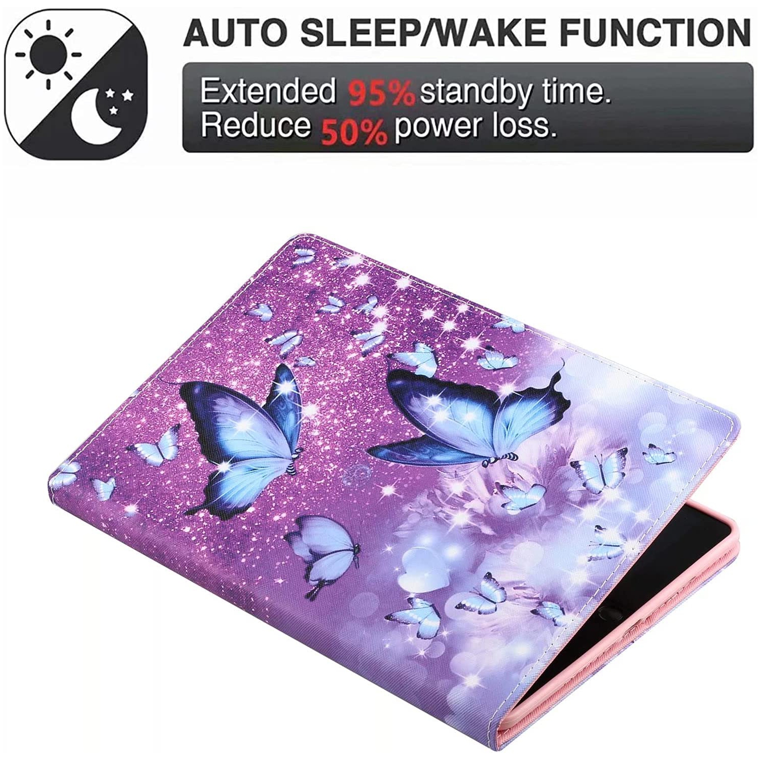 All-New Amazon Fire HD 8 & 8 Plus Case, Not Suitable for 7th/8th/9th Fire 8, Premium PU Leather Stand Cover with Smart Auto Wake/Sleep, Butterfly