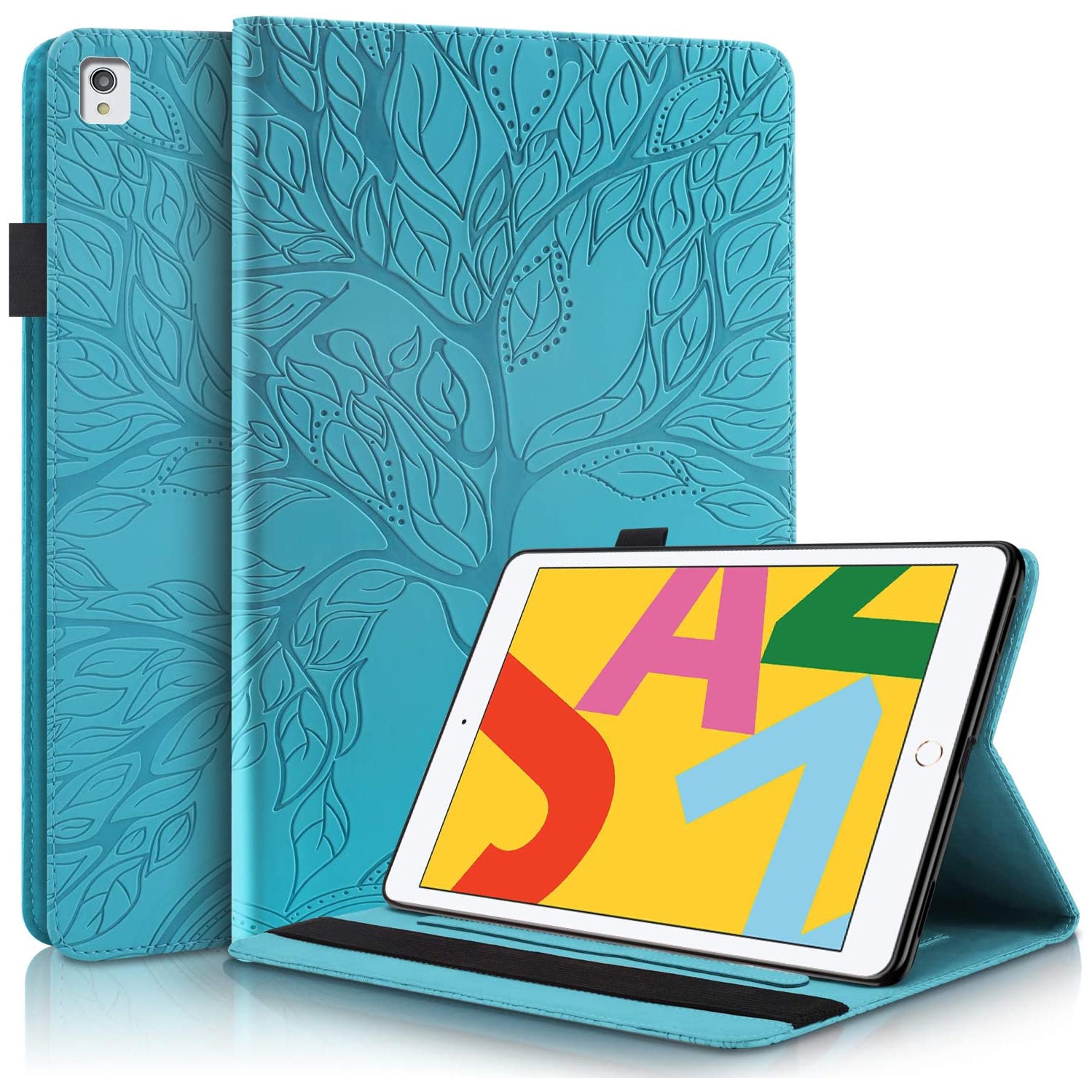 P iPad 9.7 inch Case for iPad 2018/2017/iPad Air/iPad Air 2 Cover, Premium PU Leather Folio Stand Wallet Case for Apple iPad 9.7 inch Tablets Casec - Turquoise