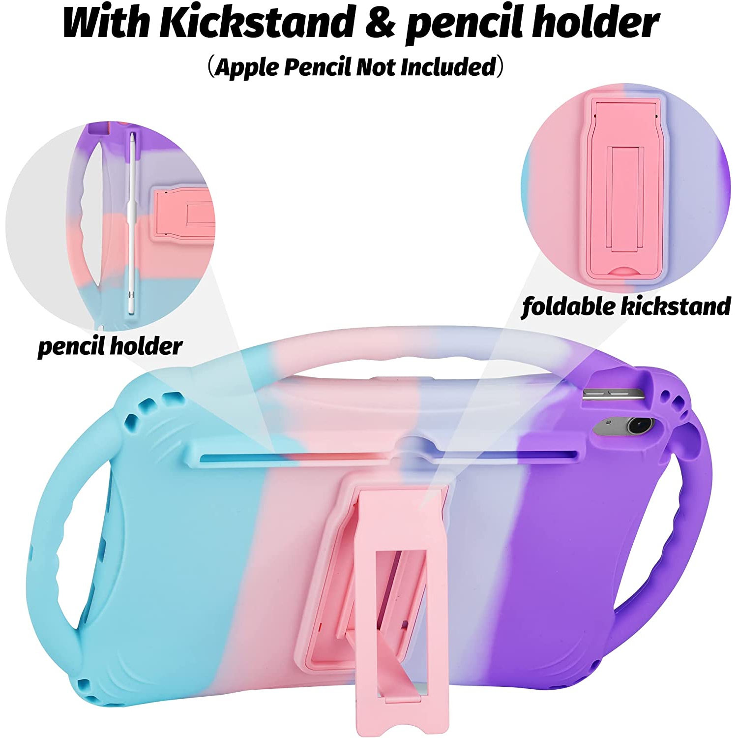 iPad 10th Generation Kids Case,A iPad 10.9 inch Case 10th Generation Built-in Stand Handle and Comes with a Strap,Lightweight Shockproof Silicone