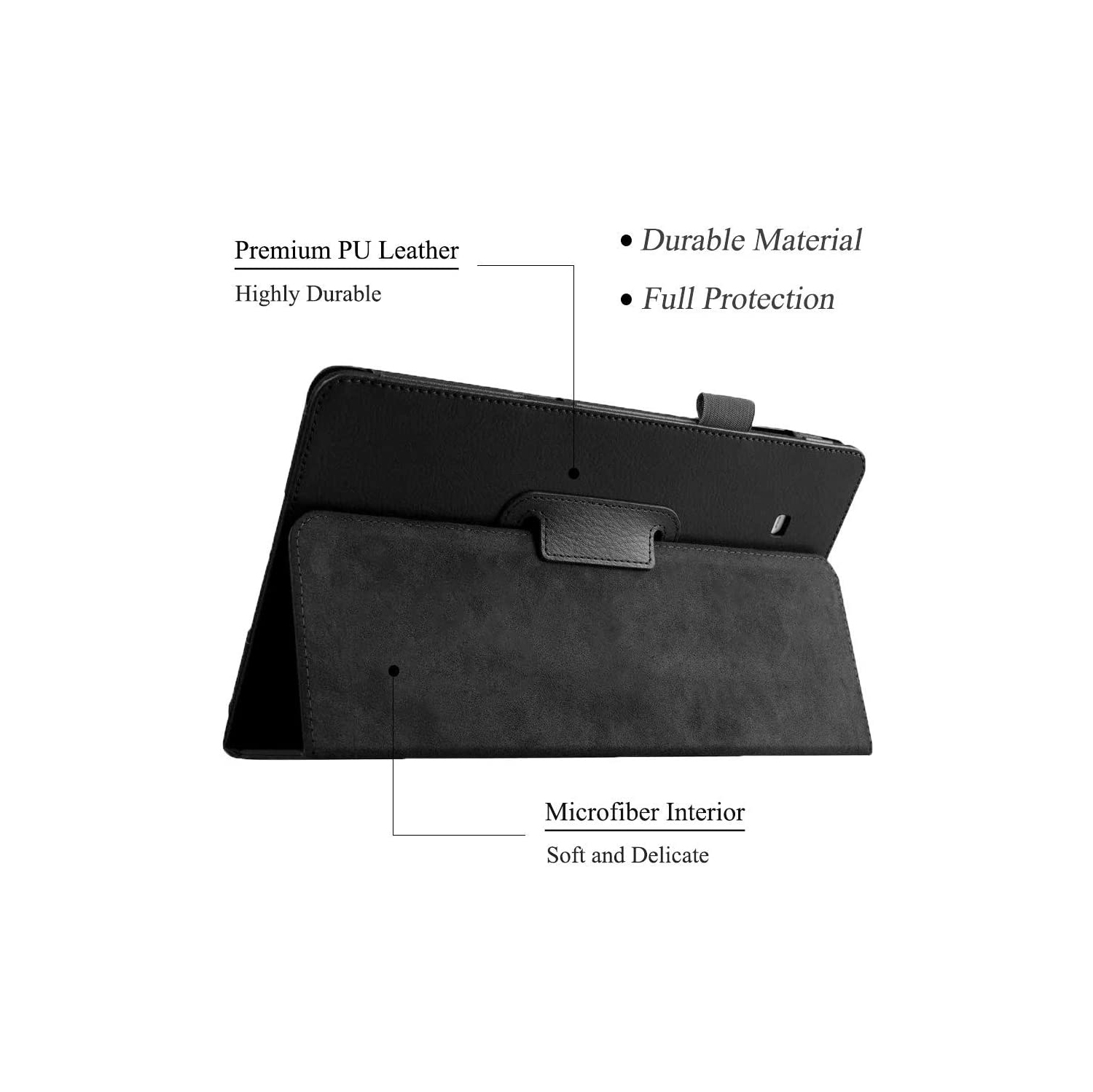 E Case for Tab E 9.6 Model T560, Slim Leather Folio Standing Case for Samsung Galaxy Tab E 9.6 Inch 2015 Released Tablet - Black