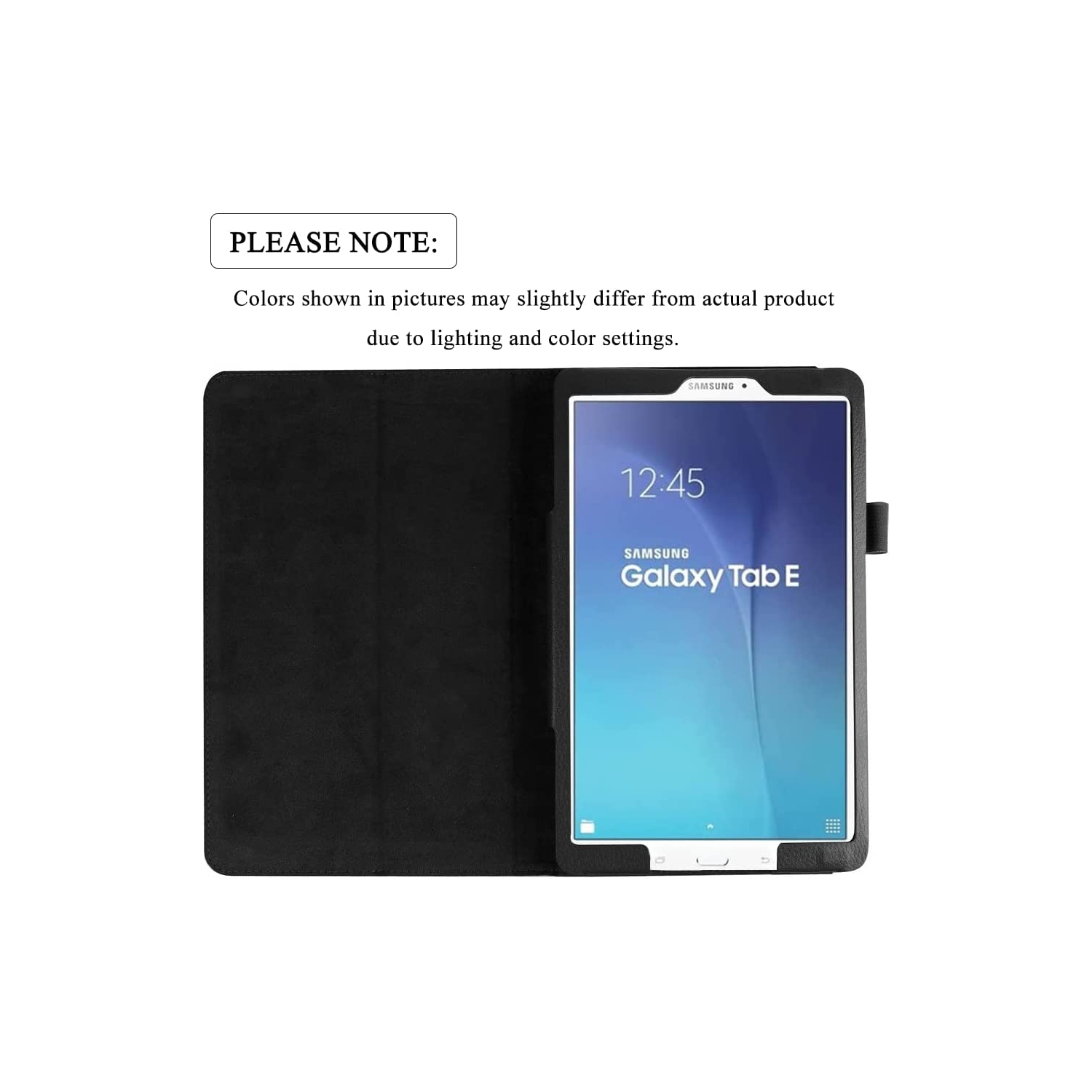 E Case for Tab E 9.6 Model T560, Slim Leather Folio Standing Case for Samsung Galaxy Tab E 9.6 Inch 2015 Released Tablet - Black