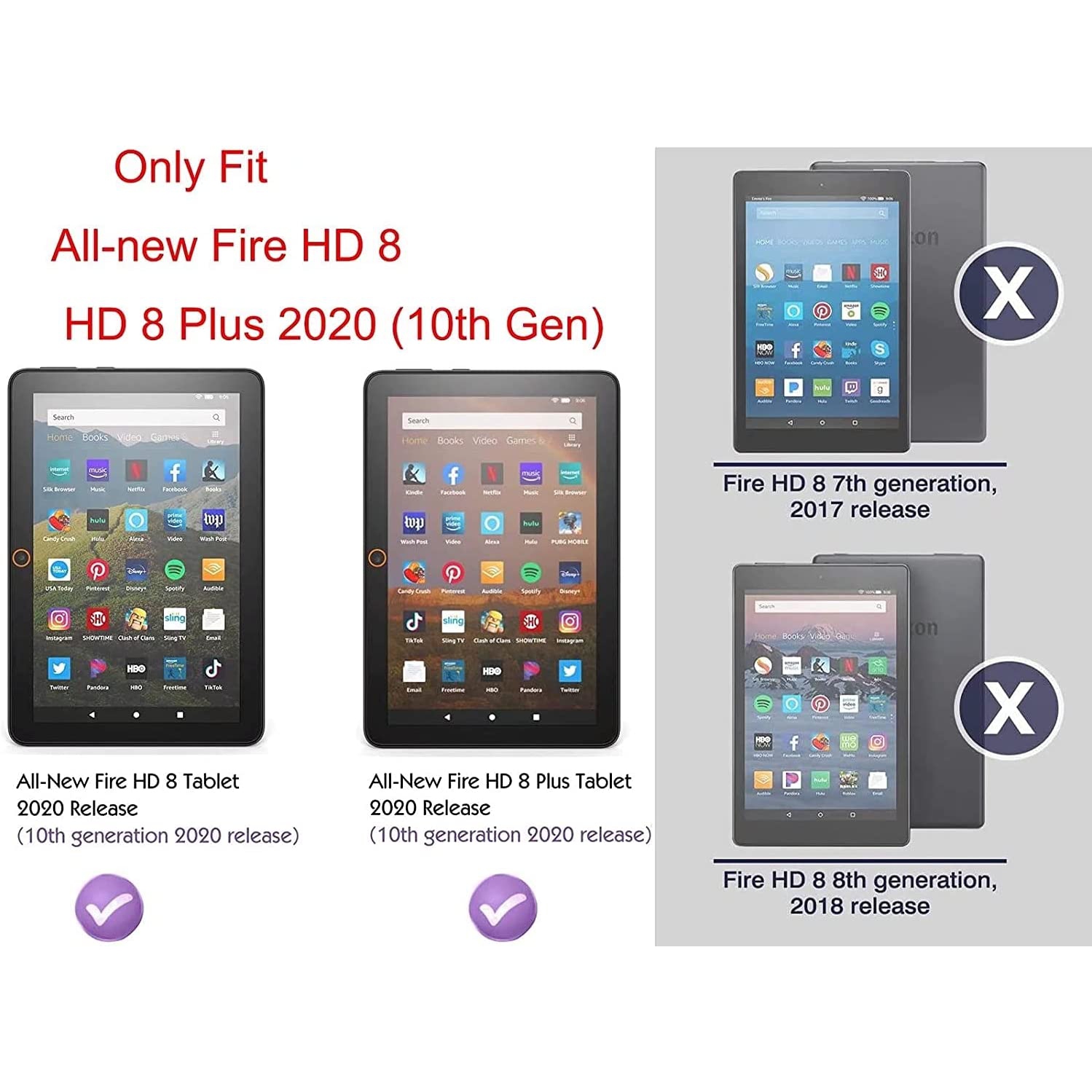 All-New Amazon Fire HD 8 & 8 Plus Case, Not Suitable for 7th/8th/9th Fire 8, Premium PU Leather Stand Cover with Smart Auto Wake/Sleep, Beach