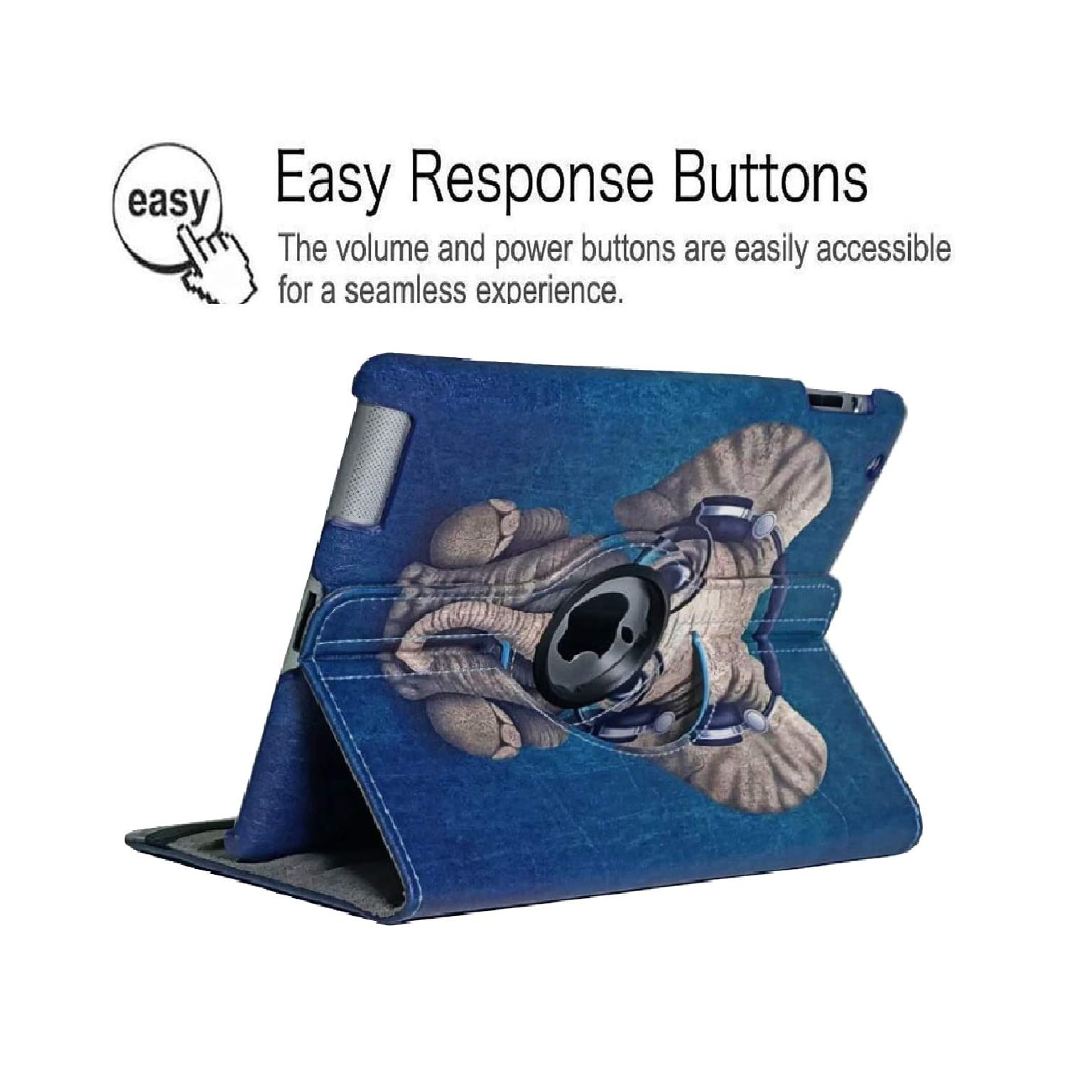iPad 2/3/4 Case - 360 Degree Rotating Stand Smart Case Protective Cover with Auto Wake Up/Sleep Feature for Apple iPad 4, iPad 3 & iPad 2