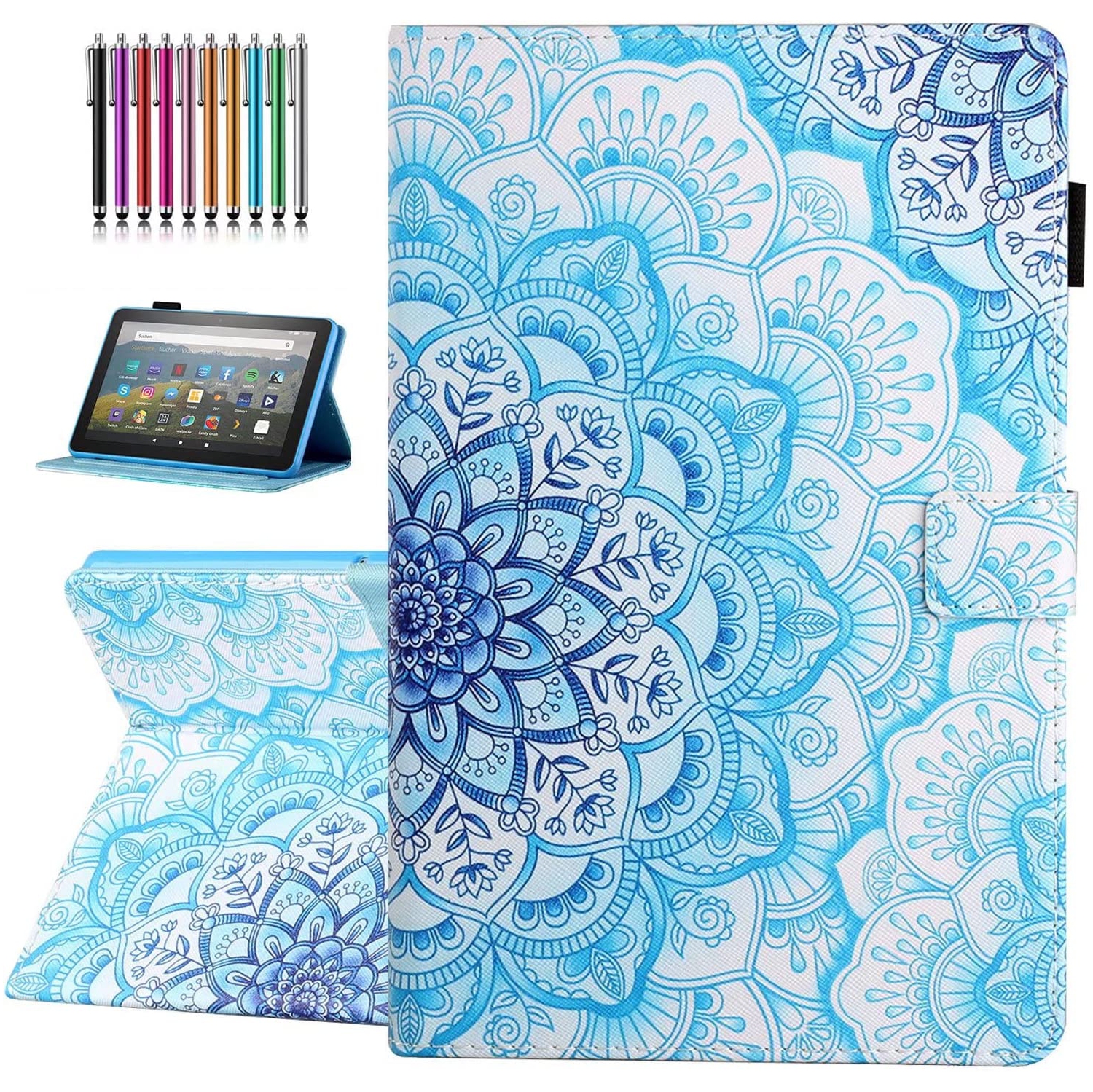 All-New Amazon Fire HD 8 & 8 Plus Case (10th Generation, 2020 Release), Not Suitable for 7th/8th/9th Fire 8, Premium PU Leather Stand Cover with Smart Auto Wake/Sleep, Mandala