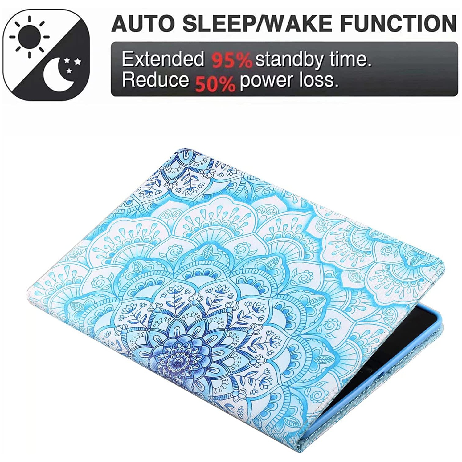 All-New Amazon Fire HD 8 & 8 Plus Case, Not Suitable for 7th/8th/9th Fire 8, Premium PU Leather Stand Cover with Smart Auto Wake/Sleep, Mandala