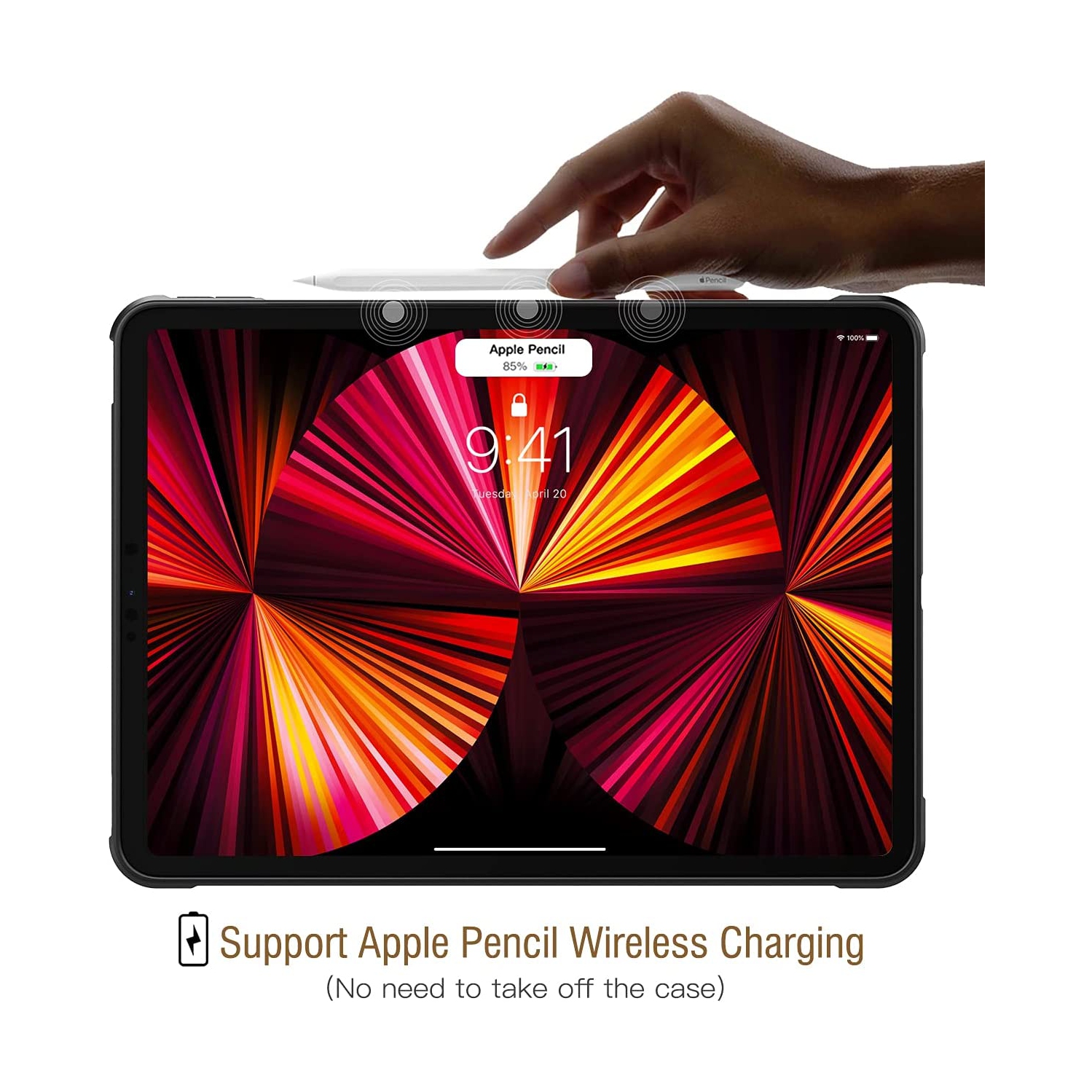 T Case for New iPad Pro 11 inch 2021, Ultra Slim Shock Absorbant Flexible TPU Air-Pillow Edge Protective Case, [Support 2nd Gen Apple Pencil