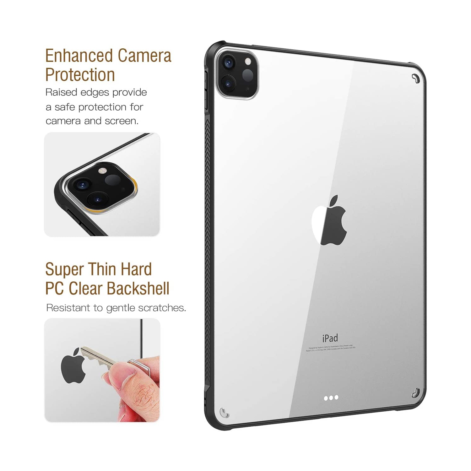 T Case for New iPad Pro 11 inch 2021, Ultra Slim Shock Absorbant Flexible TPU Air-Pillow Edge Protective Case, [Support 2nd Gen Apple Pencil