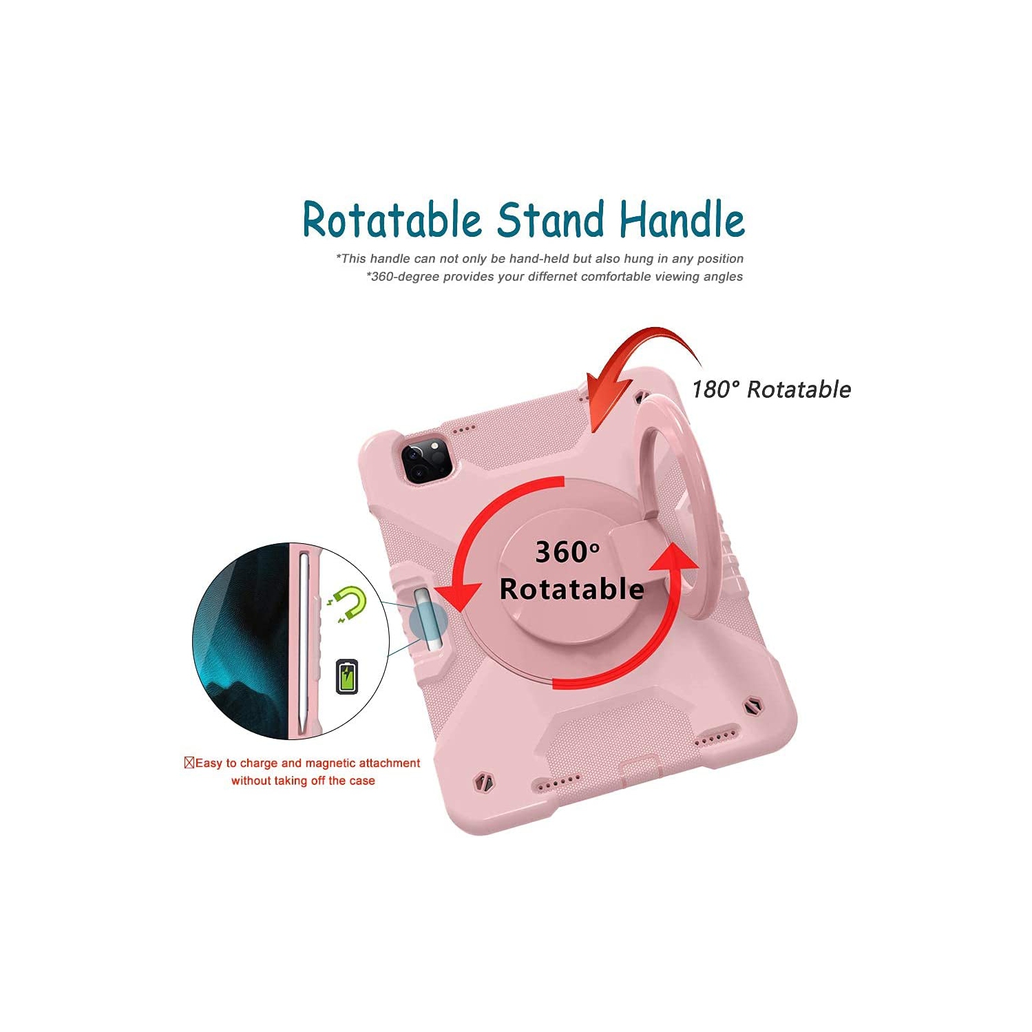 S iPad Air 5th/4th Gen 10.9 Case 2022/2020, iPad Air 5/4 Kids Case with Handle Grip Pencil Holder Rotated Stand Shoulder Strap,Slim-Body Shockproof